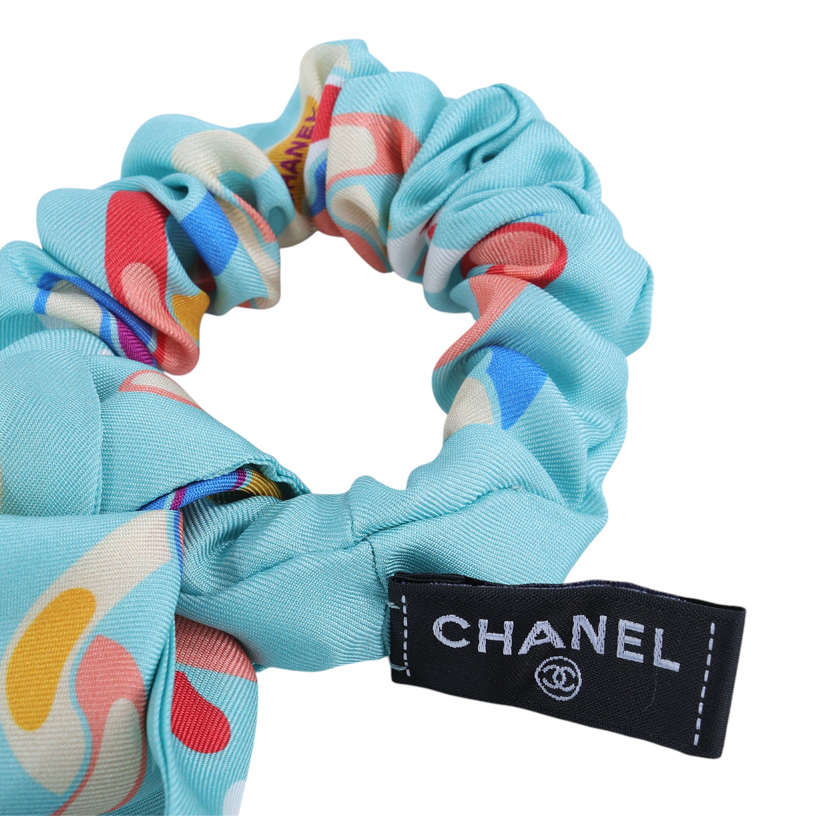 香奈兒 CHANEL 絲巾 髮圈  藍鎖鏈絲質髮圈 原廠盒子