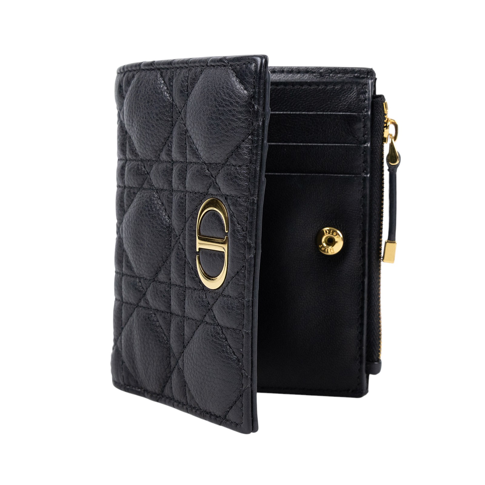 迪奧 CHRISTIAN DIOR Caro Dahlia 短夾 錢包 小牛皮 S5173UWHC 黑CARO短夾 無附屬品