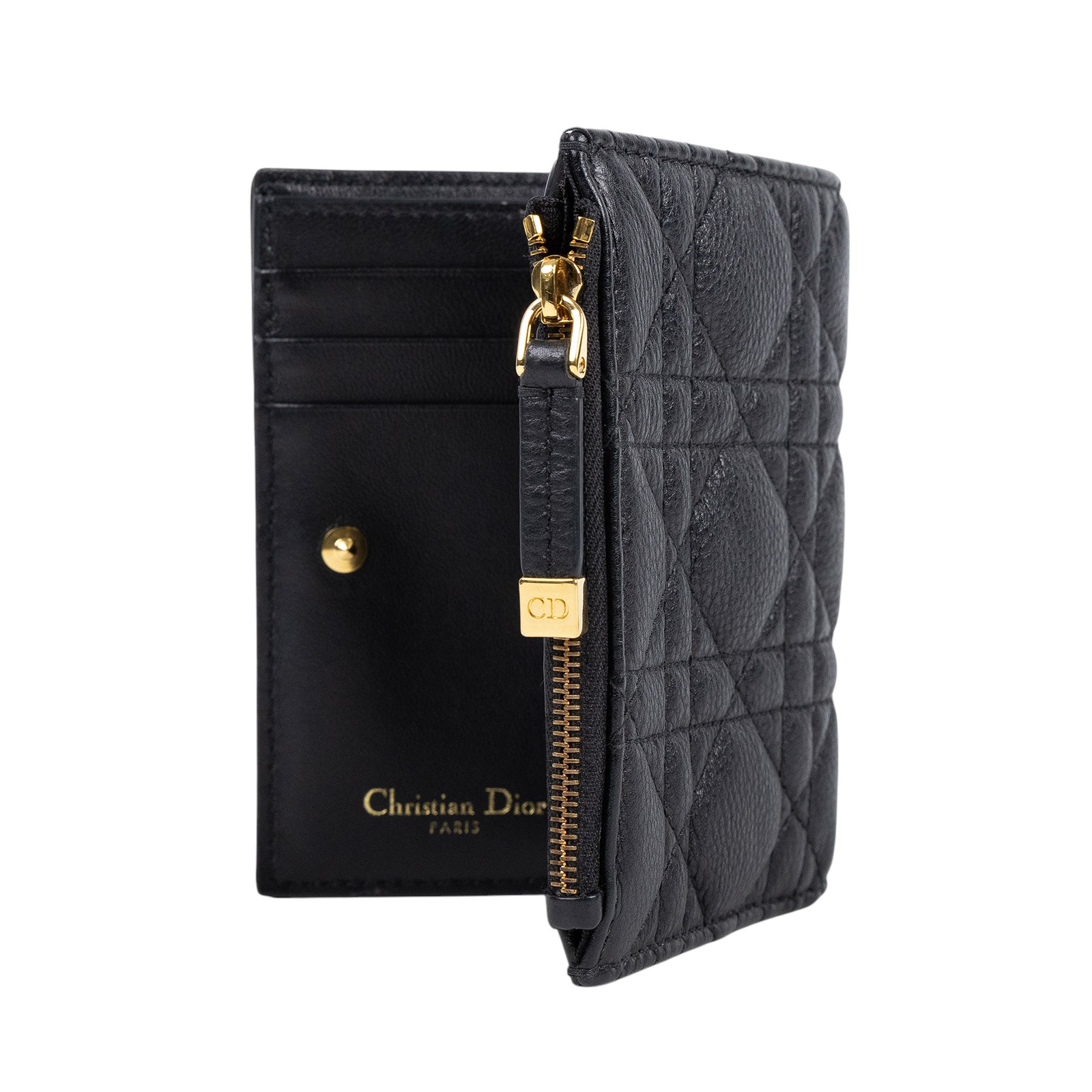 迪奧 CHRISTIAN DIOR Caro Dahlia 短夾 錢包 小牛皮 S5173UWHC 黑CARO短夾 無附屬品