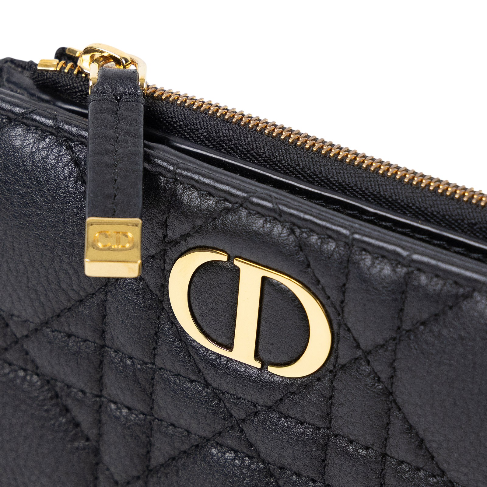 迪奧 CHRISTIAN DIOR Caro Dahlia 短夾 錢包 小牛皮 S5173UWHC 黑CARO短夾 無附屬品