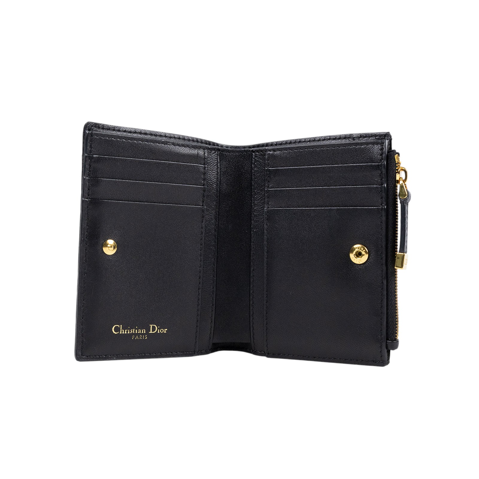 迪奧 CHRISTIAN DIOR Caro Dahlia 短夾 錢包 小牛皮 S5173UWHC 黑CARO短夾 無附屬品