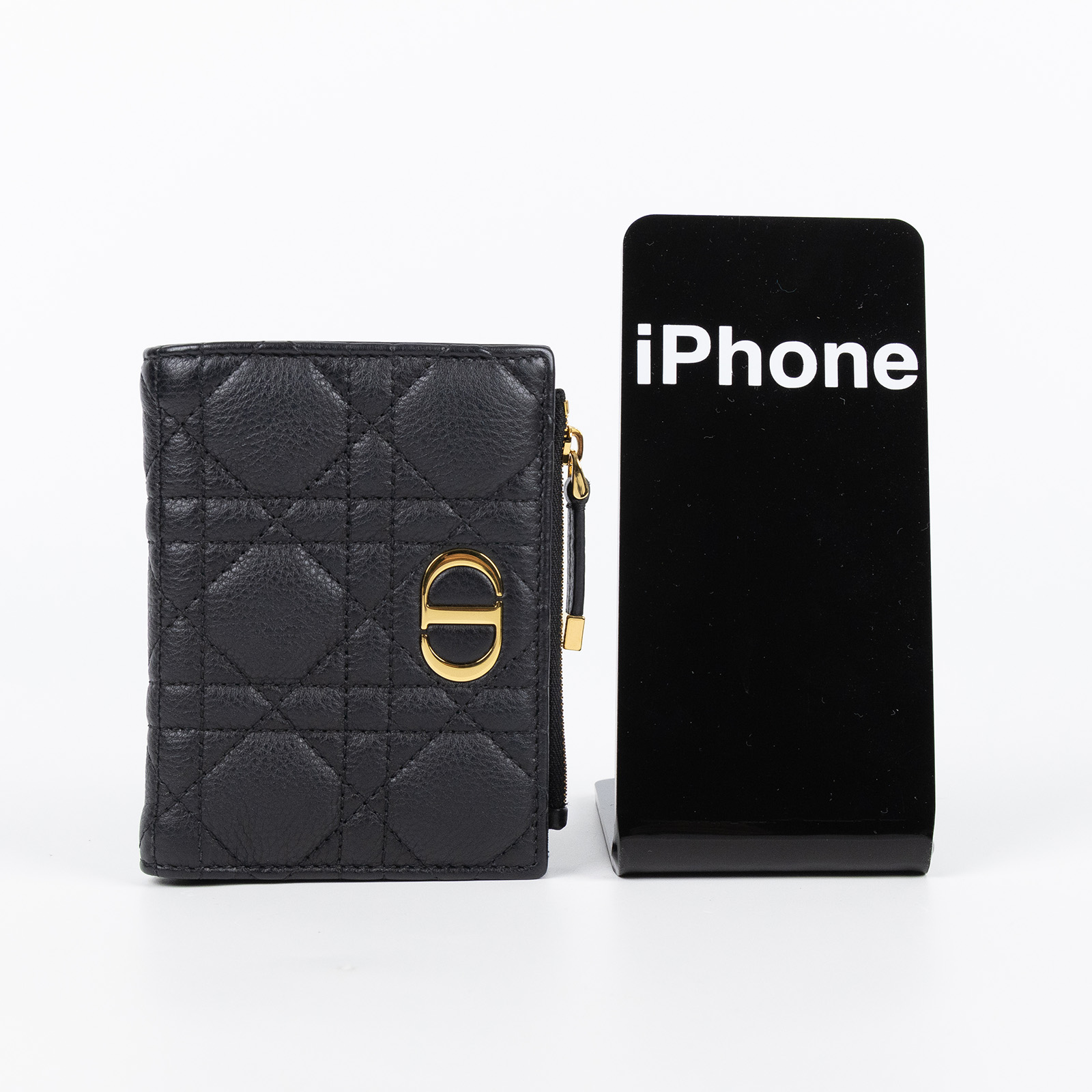 迪奧 CHRISTIAN DIOR Caro Dahlia 短夾 錢包 小牛皮 S5173UWHC 黑CARO短夾 無附屬品