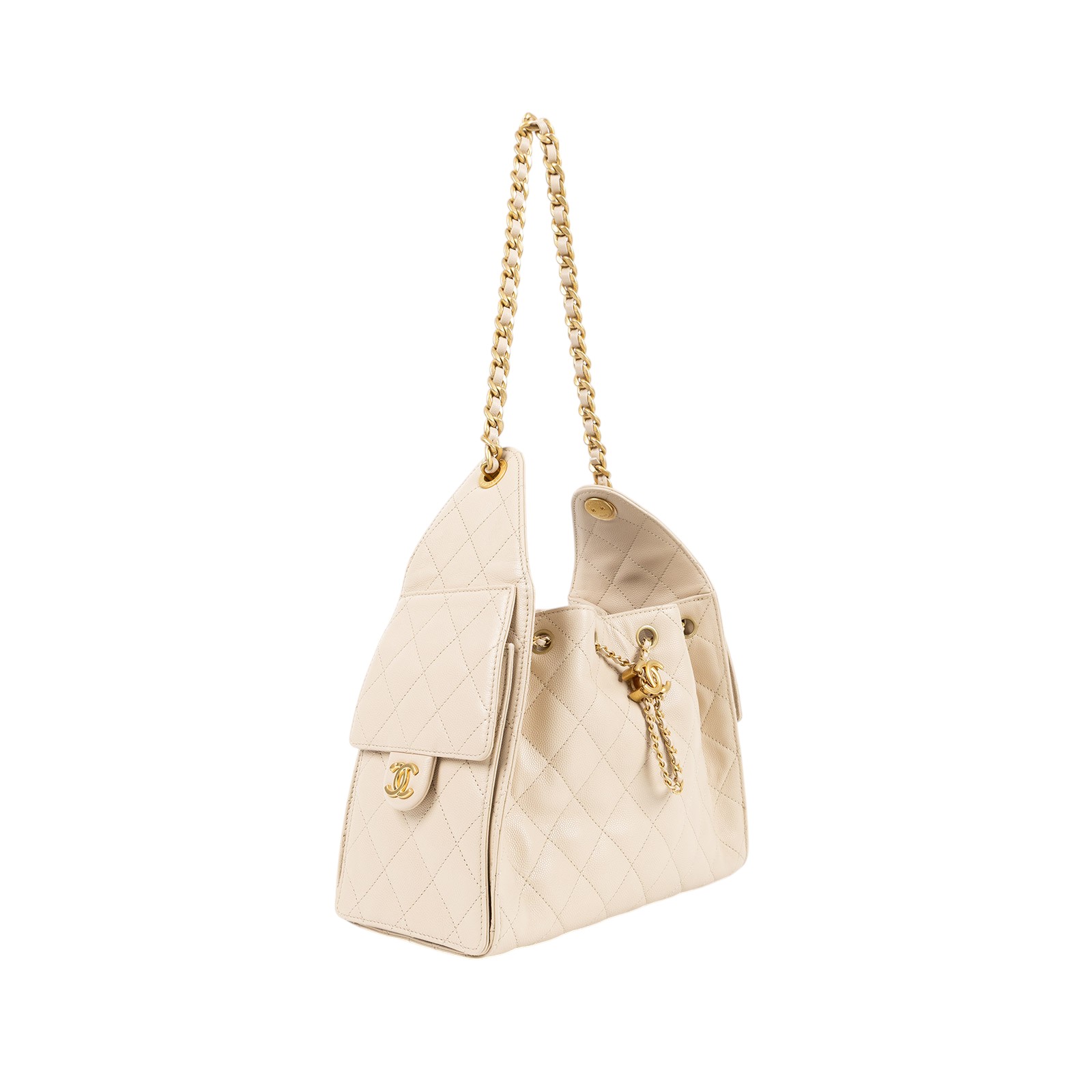香奈兒 CHANEL 25 小型包 AS5293 晶片款 奶茶金荔枝25包 小號 原廠盒子/防塵袋/台灣購買證明
