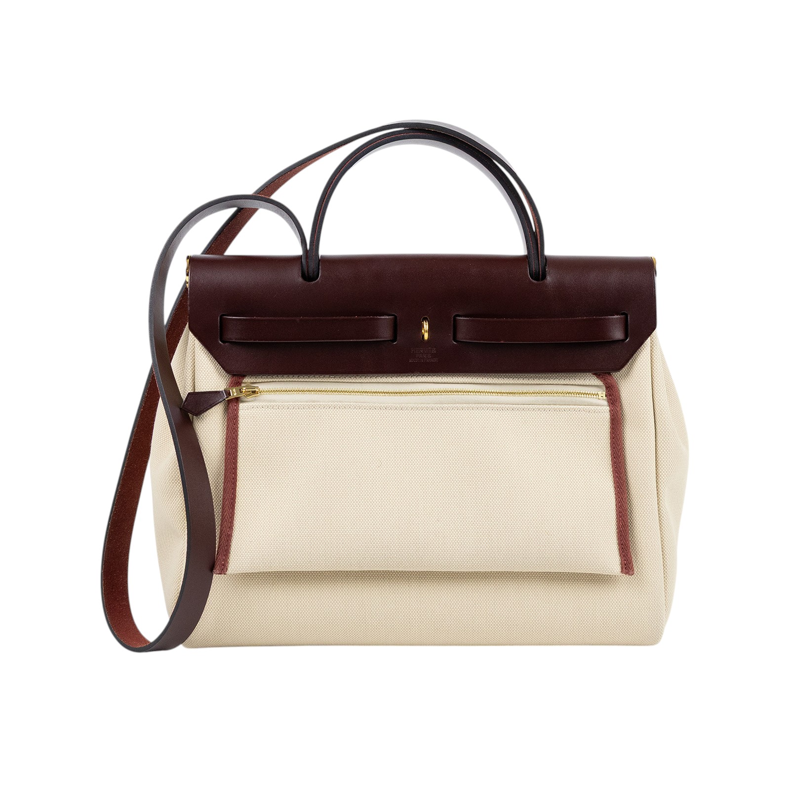 愛馬仕 Hermès Herbag Zip 31 HER31 Z刻 深棕HERBAG31 原廠盒子/防塵袋/鎖組(皮革輕微磨損)
