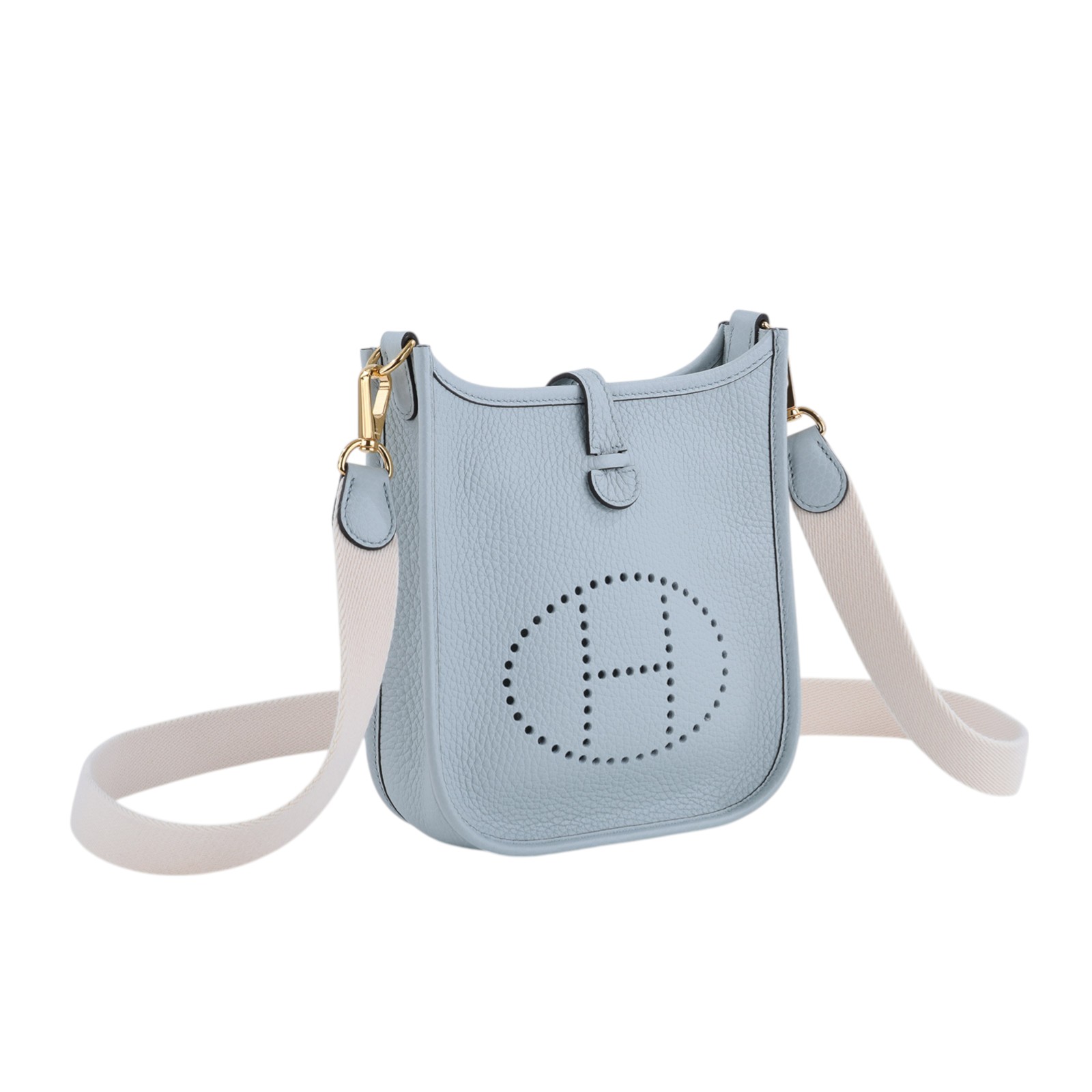 愛馬仕 Hermès Evelyne Bag Mini 伊芙琳包 Evelyne 16 EV16 W刻 冰川藍EVELYNE MINI 原廠盒子/防塵袋