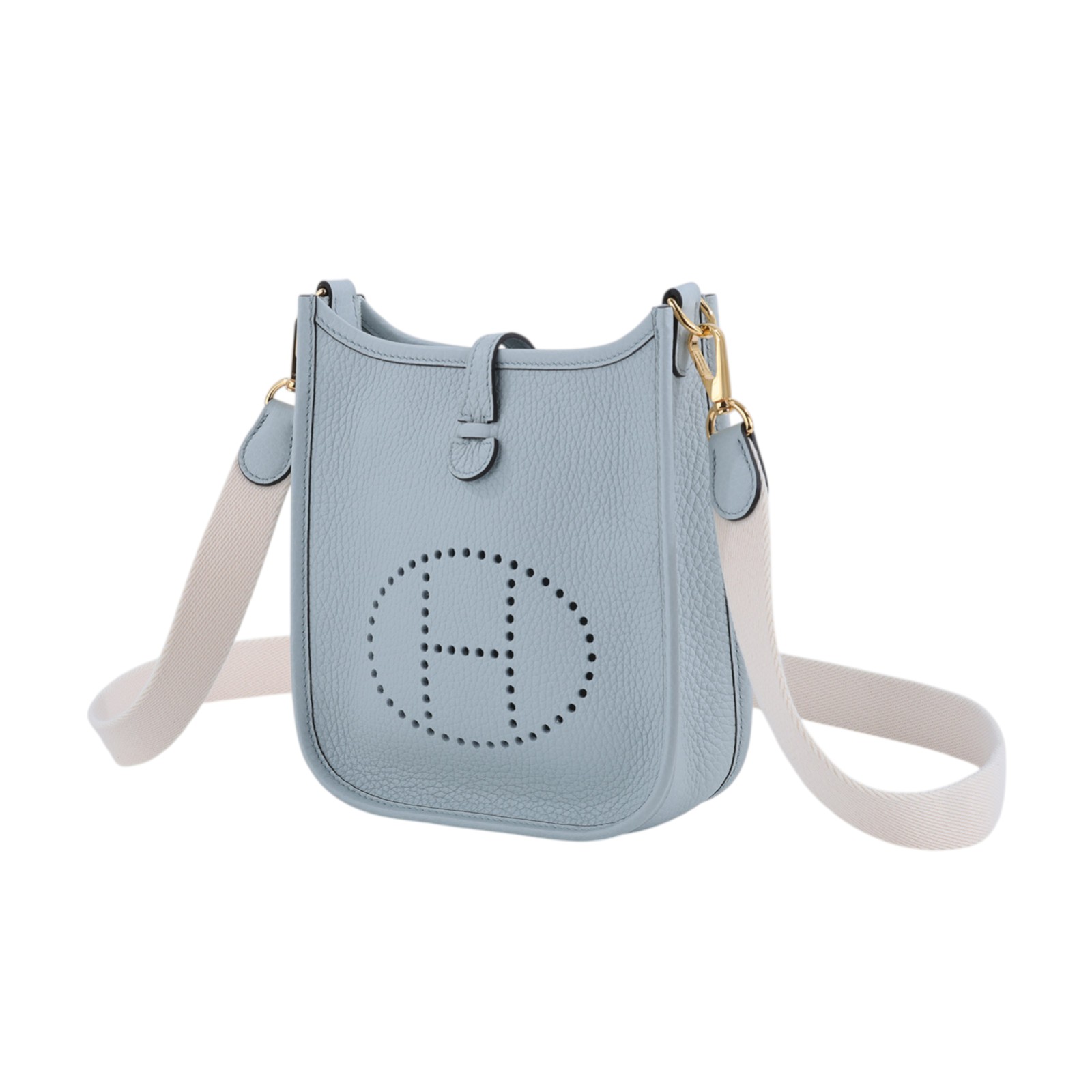 愛馬仕 Hermès Evelyne Bag Mini 伊芙琳包 Evelyne 16 EV16 W刻 冰川藍EVELYNE MINI 原廠盒子/防塵袋