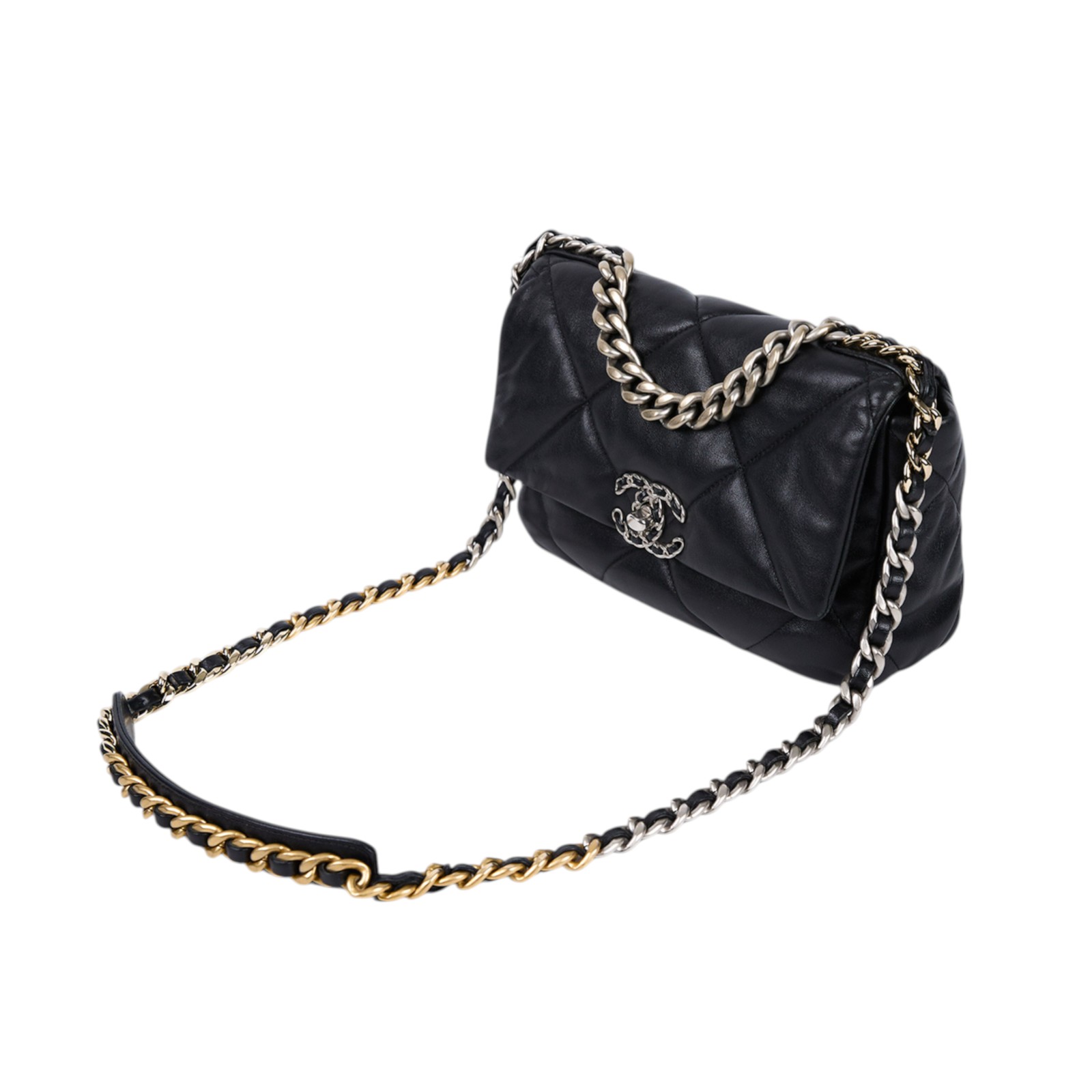 香奈兒 CHANEL 19 口蓋包 鍊帶 肩背 斜背 手提包 AB0287 晶片款 黑19包 26CM 無附屬品