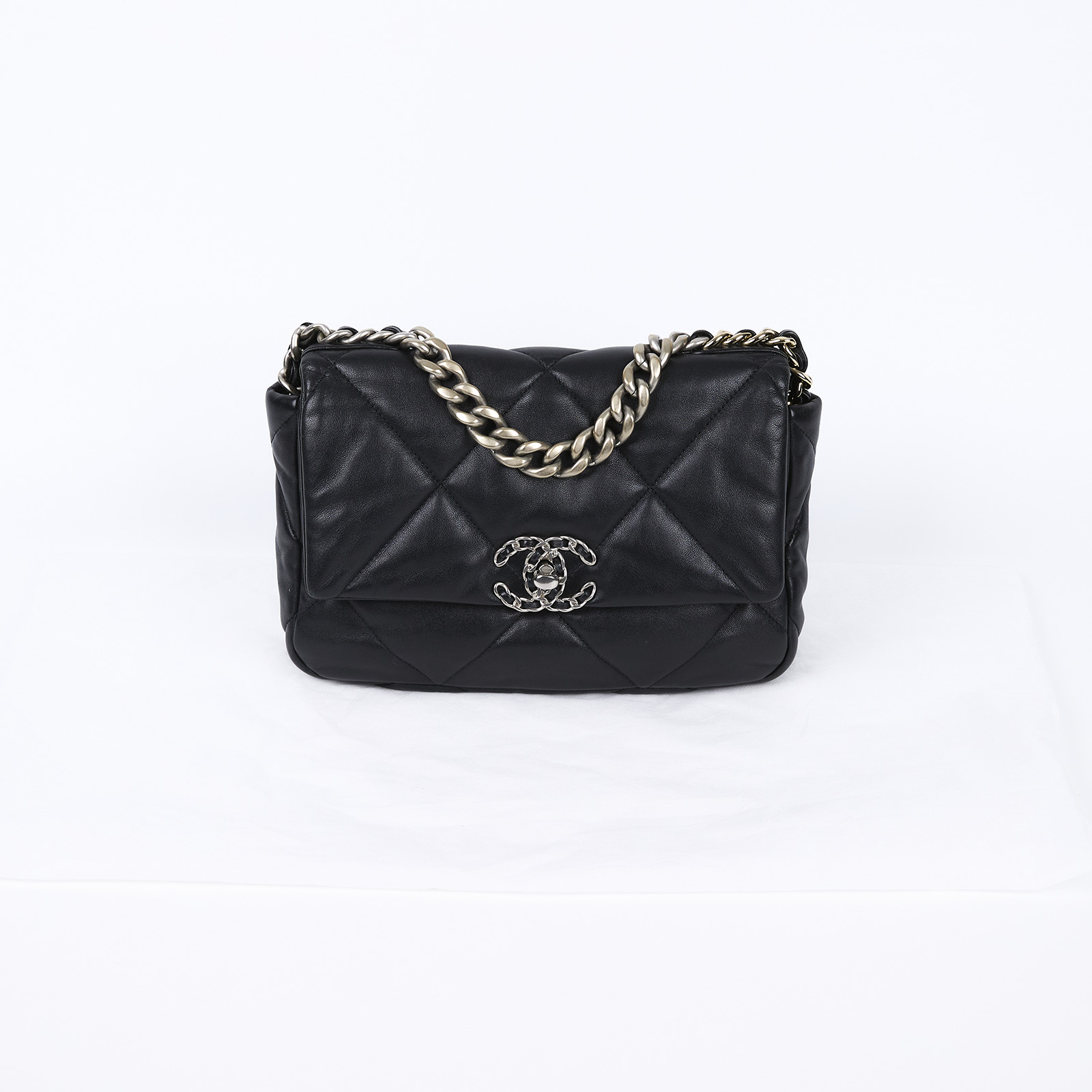 香奈兒 CHANEL 19 口蓋包 鍊帶 肩背 斜背 手提包 AB0287 晶片款 黑19包 26CM 無附屬品