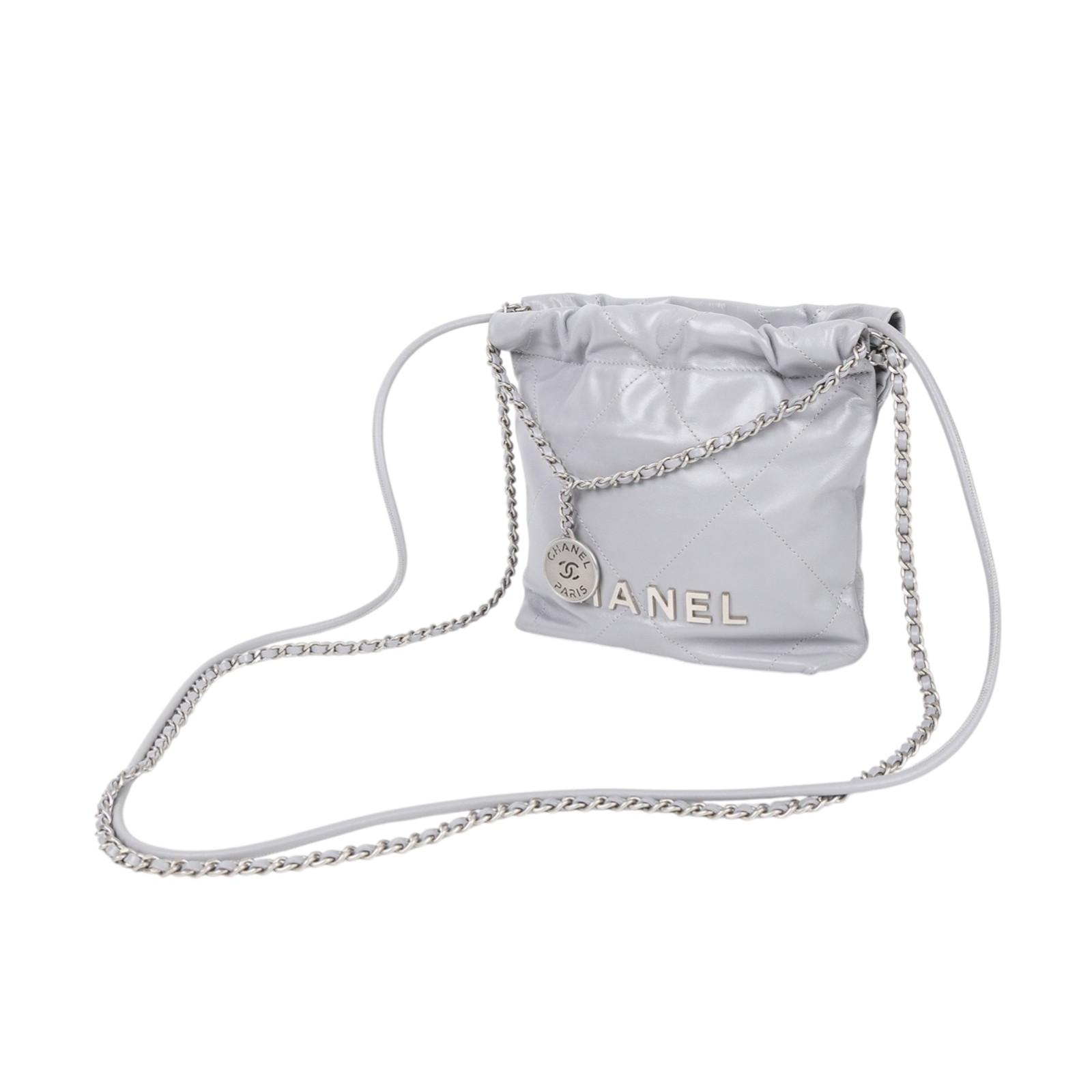 香奈兒 CHANEL 22 迷你 束口包 AS3980 晶片款 灰羊22包 MINI 防塵袋
