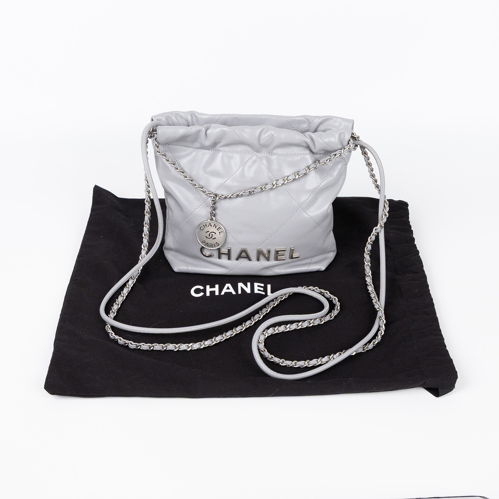 香奈兒 CHANEL 22 迷你 束口包 AS3980 晶片款 灰羊22包 MINI 防塵袋