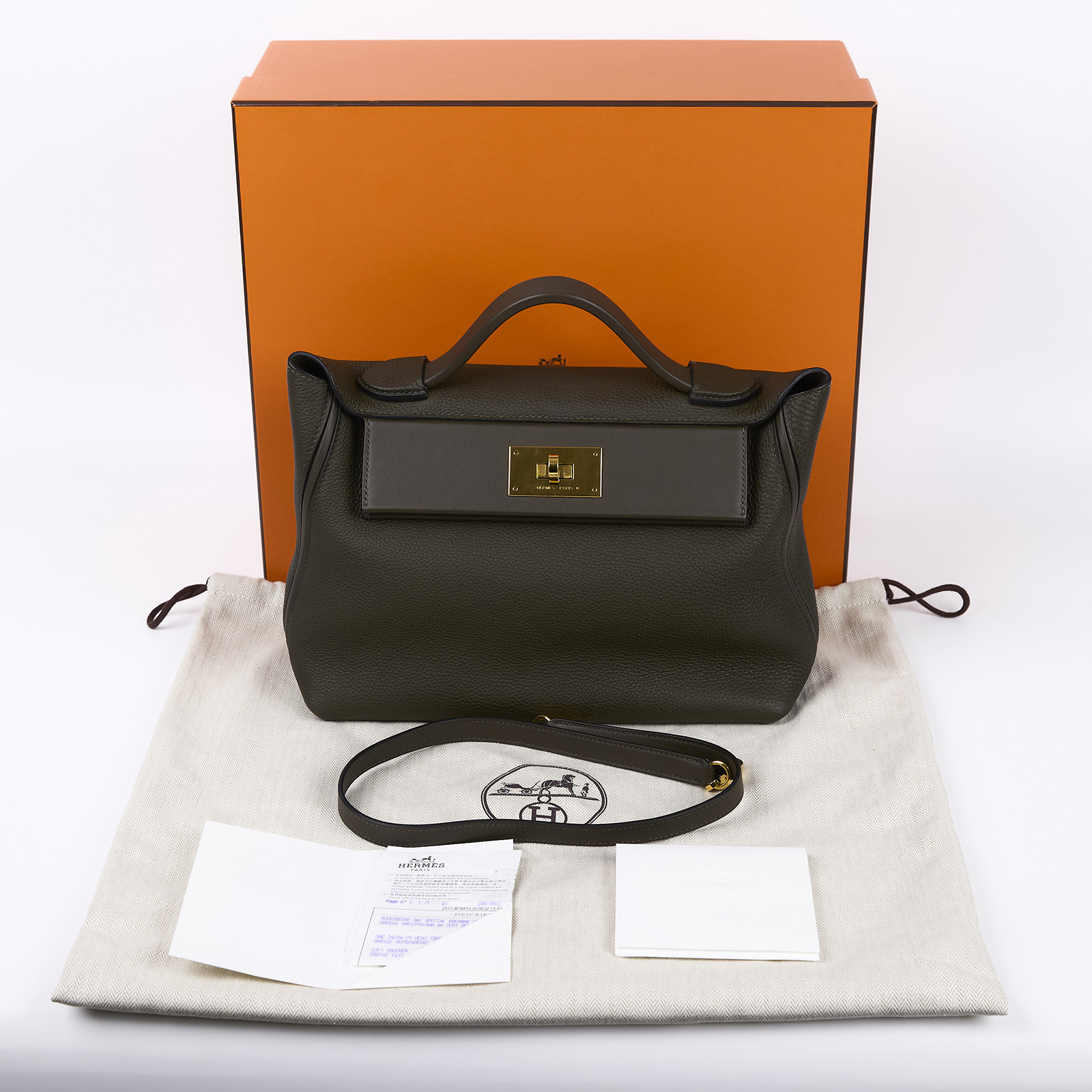 愛馬仕 Hermès 24/24 29 手提包 H075240CCAT Y刻 叢林綠24/24 29 原廠盒子/防塵袋/台灣購買證明