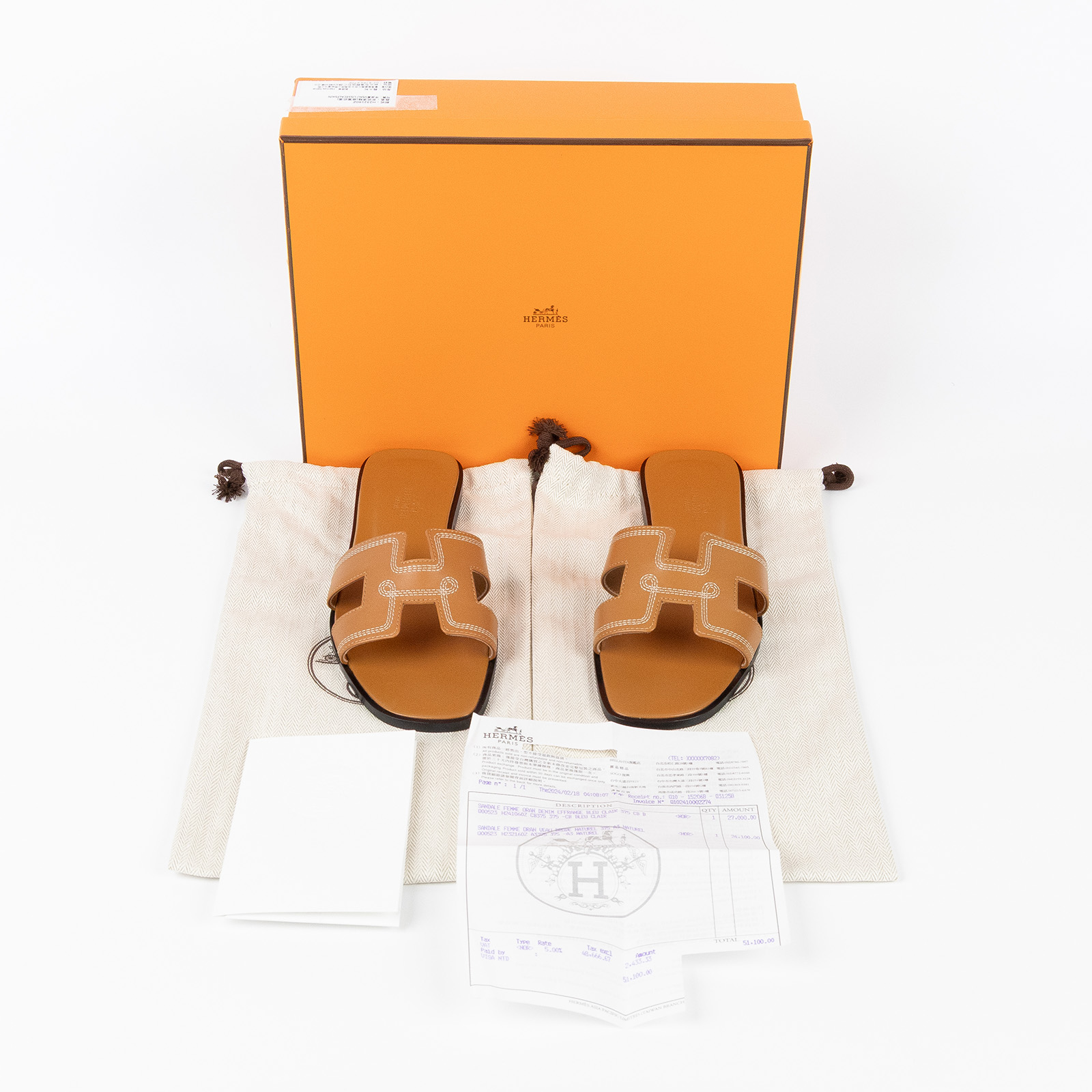 愛馬仕 Hermès Oran 涼鞋 H232160ZvA3375 H232160Z 金棕H拖鞋 #37.5 原廠盒子/防塵袋/購買證明