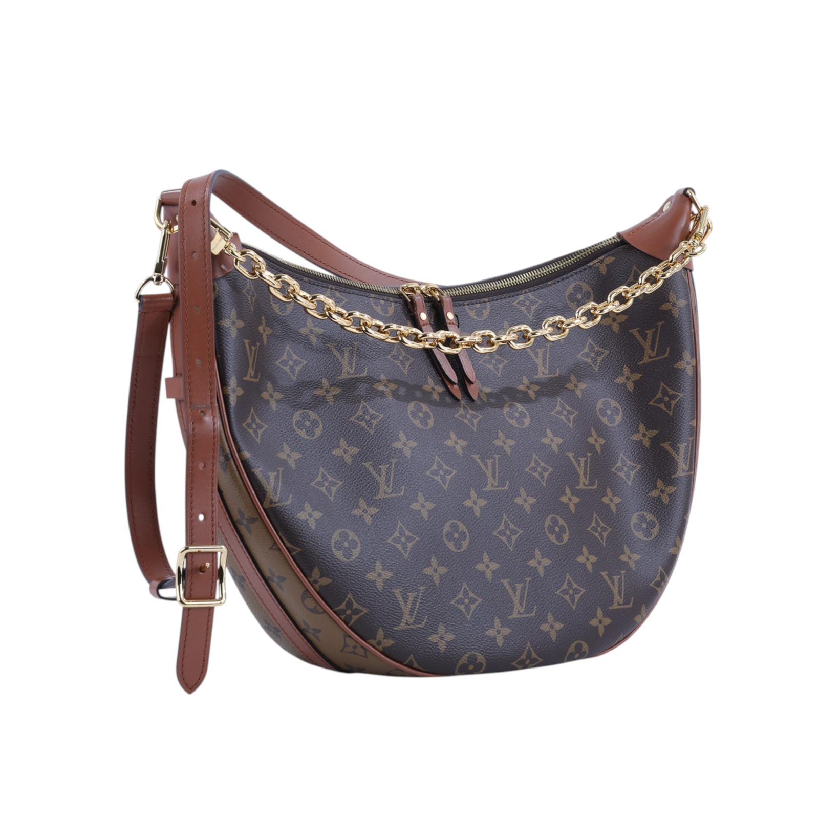 路易威登 LOUIS VUITTON Loop Hobo 經典帆布 半月包 單肩包 M46311 晶片款 原花Loop Hobo 原廠盒子/防塵袋