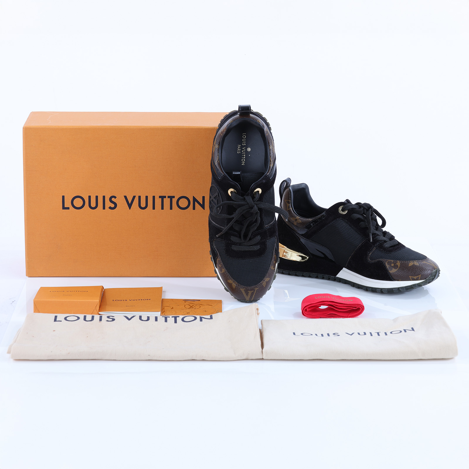 路易威登 LOUIS VUITTON Run Away運動鞋 女鞋 1A3CW1 黑原花RUN AWAY #36.5 原廠盒子/防塵袋/鞋帶