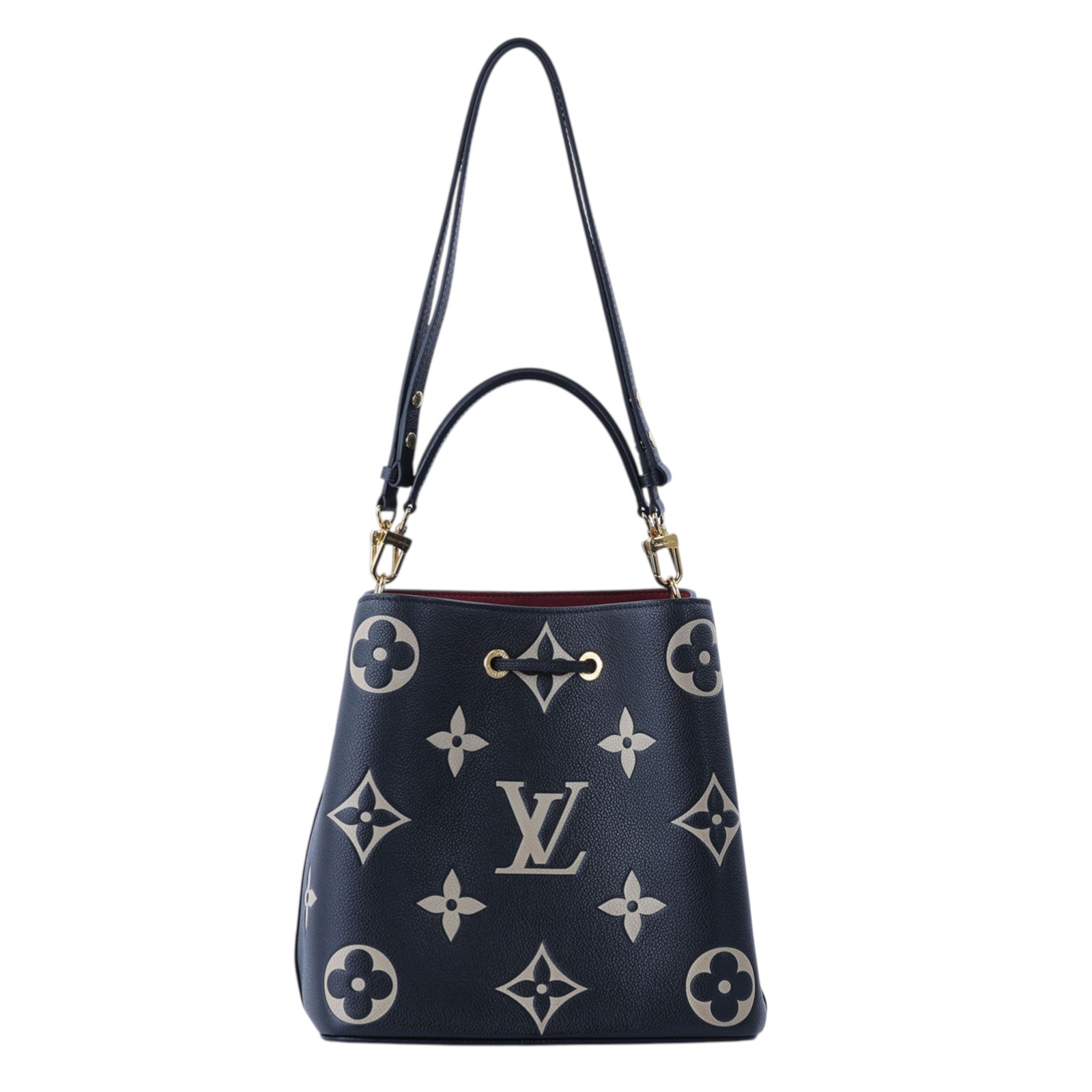 路易威登 LOUIS VUITTON NéoNoé MM 皮革 肩背 水桶包 黑色/奶油色 M45497 晶片款  原廠盒子/防塵袋/購買證明