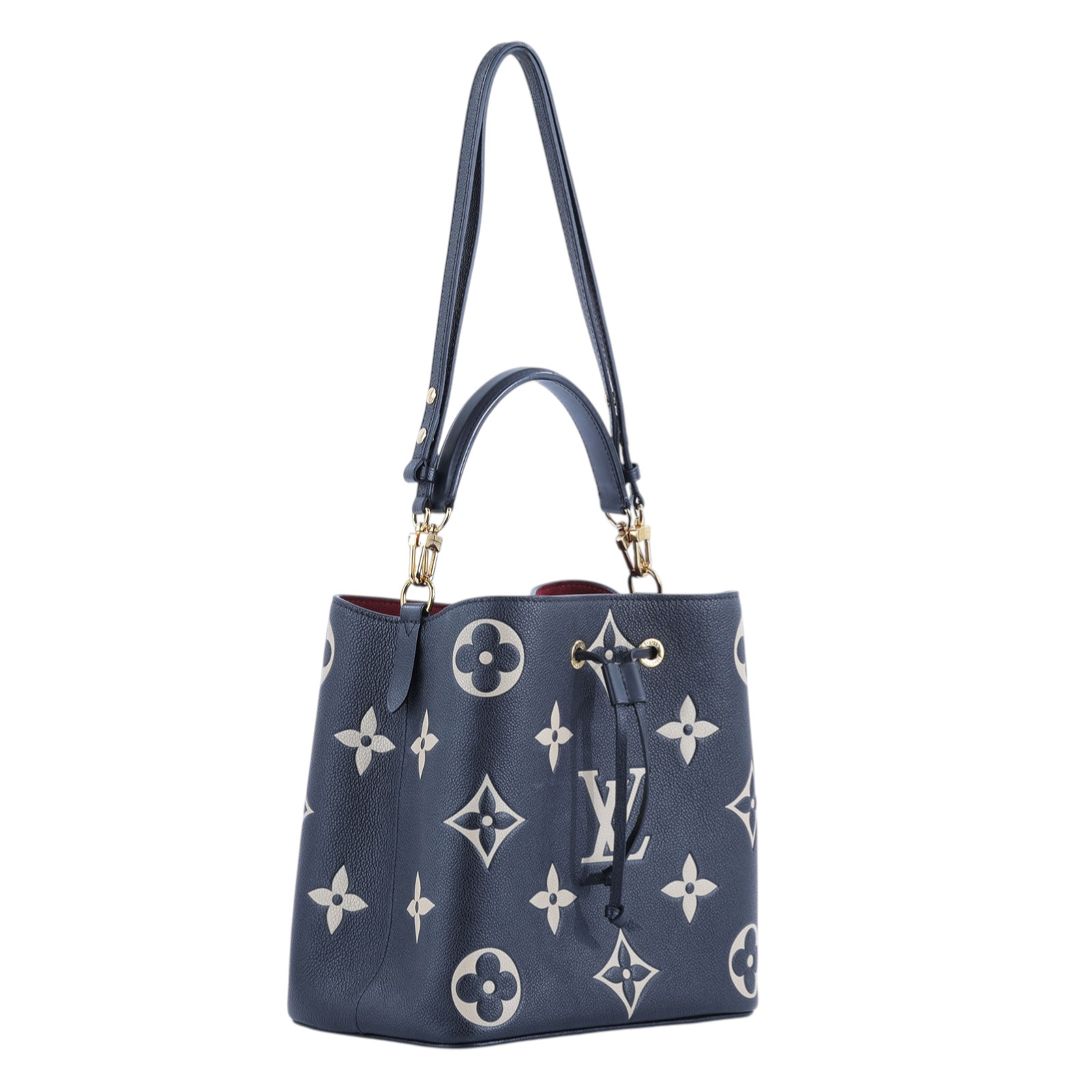 路易威登 LOUIS VUITTON NéoNoé MM 皮革 肩背 水桶包 黑色/奶油色 M45497 晶片款  原廠盒子/防塵袋/購買證明