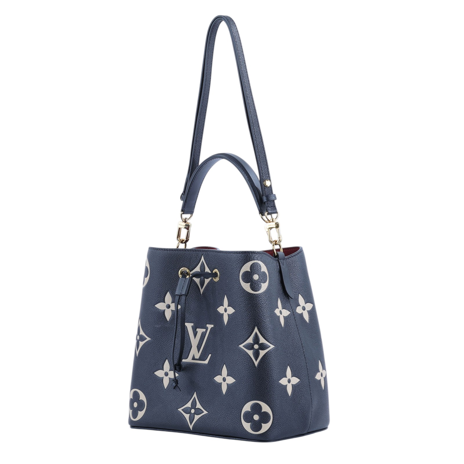 路易威登 LOUIS VUITTON NéoNoé MM 皮革 肩背 水桶包 黑色/奶油色 M45497 晶片款  原廠盒子/防塵袋/購買證明