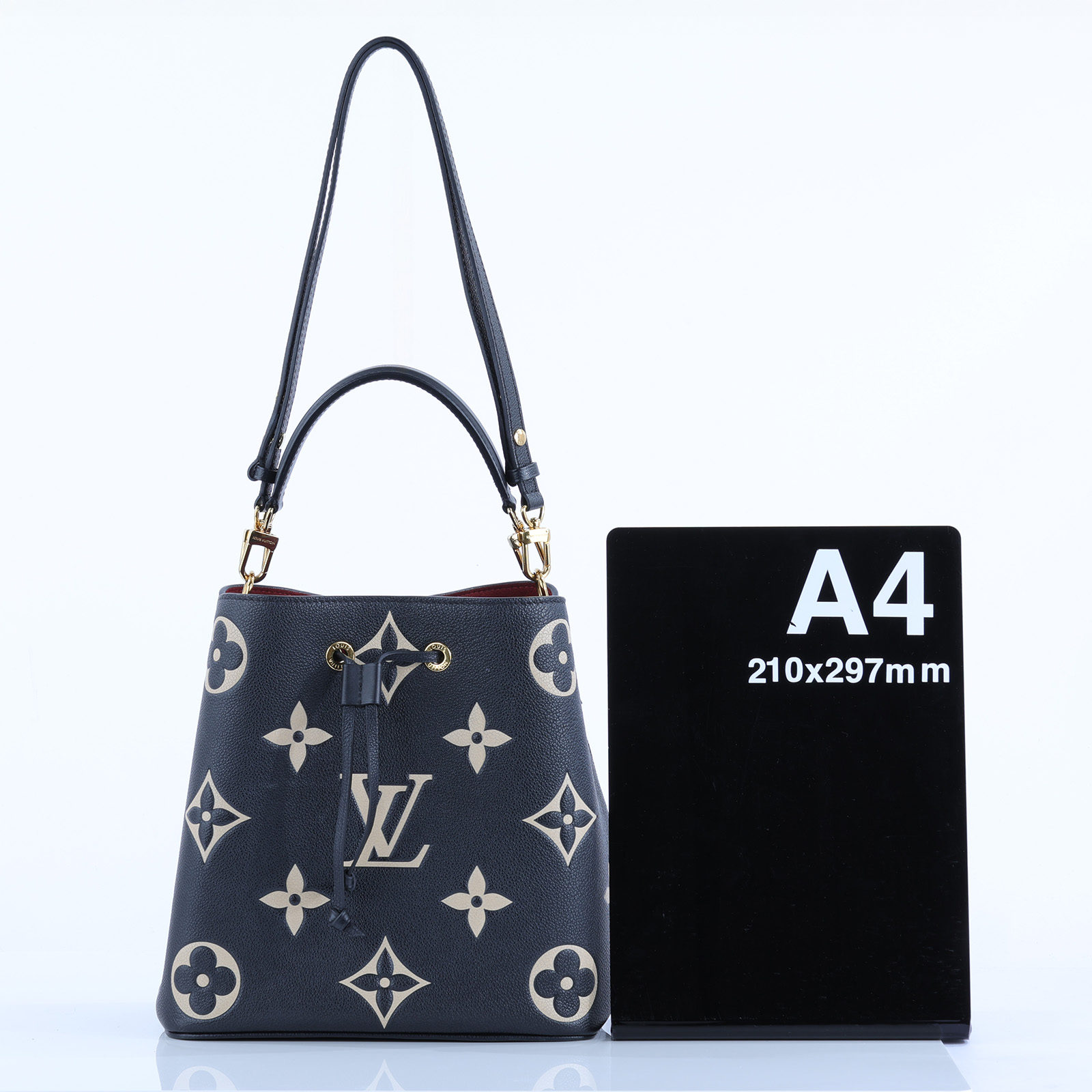 路易威登 LOUIS VUITTON NéoNoé MM 皮革 肩背 水桶包 黑色/奶油色 M45497 晶片款  原廠盒子/防塵袋/購買證明