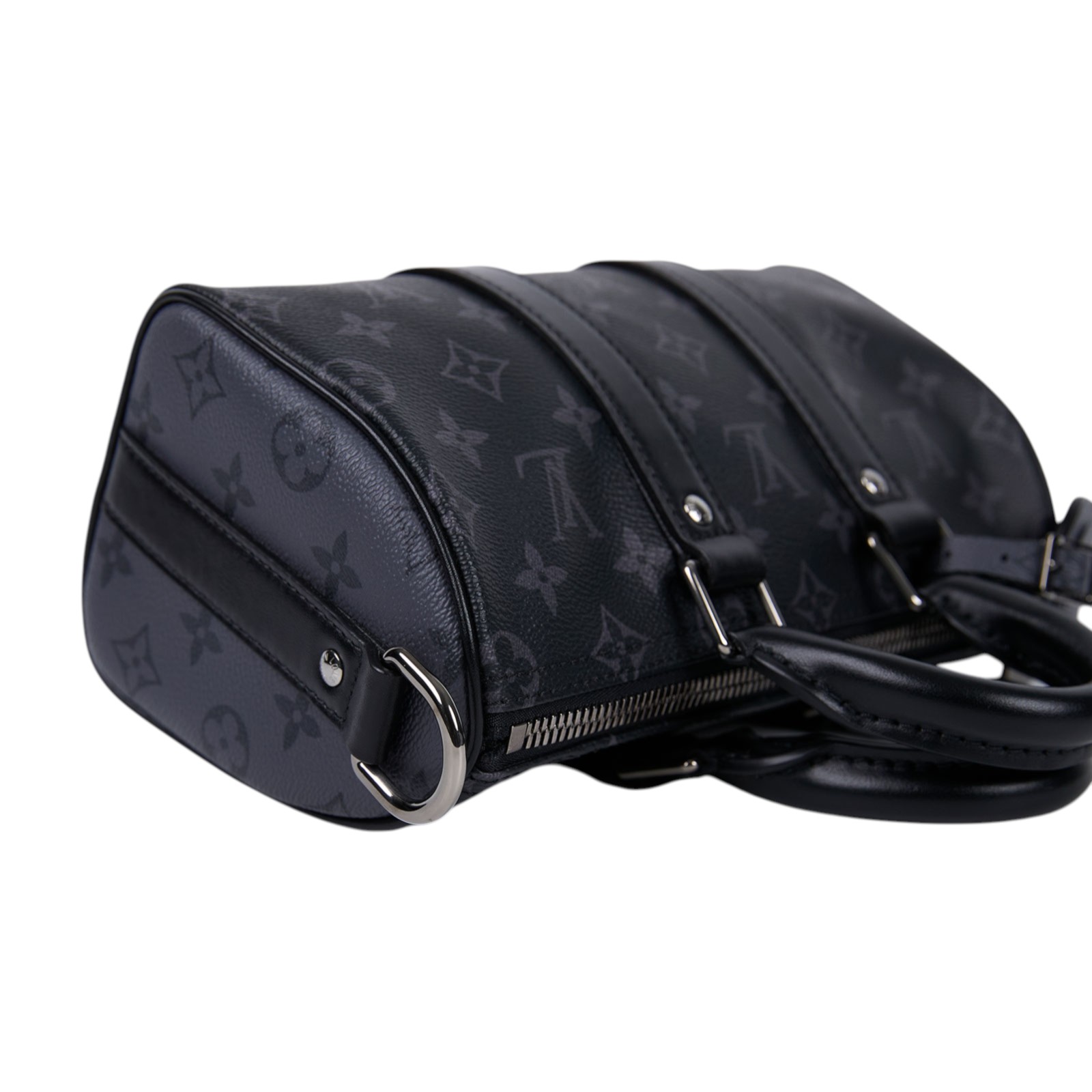 路易威登 LOUIS VUITTON Keepall Bandoulière 25 手提 肩背 波士頓包 Reverse帆布 黑色 M46271 晶片款  防塵袋/購買證明