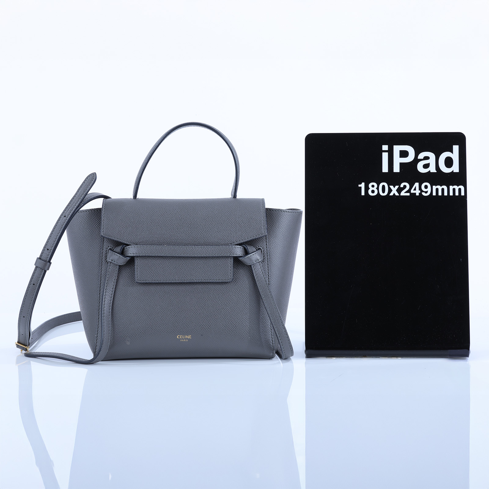 思琳 CELINE 珠地小牛皮 袖珍型 Belt 手袋 189003ZVA 深灰BELT BAG NANO 防塵袋