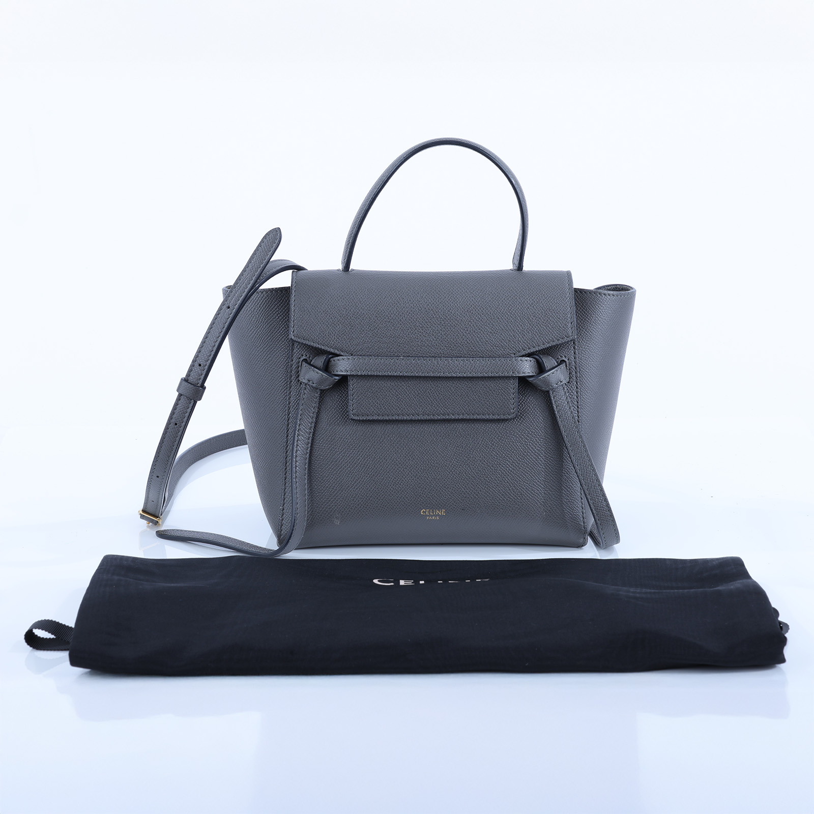 思琳 CELINE 珠地小牛皮 袖珍型 Belt 手袋 189003ZVA 深灰BELT BAG NANO 防塵袋