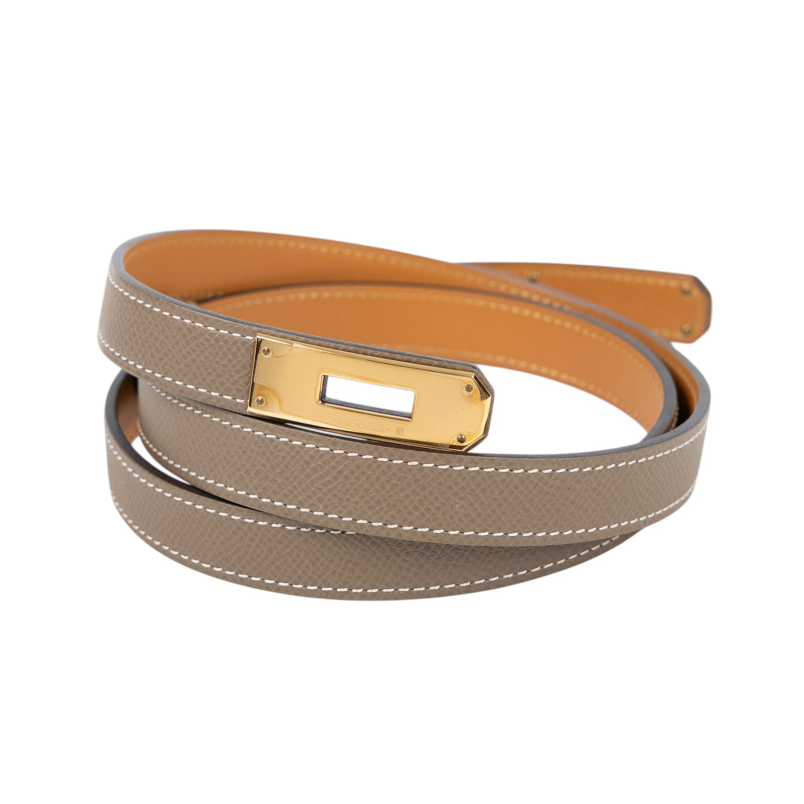 愛馬仕 Hermes Kelly 18 腰帶 大象灰 金色五金 H069853CC18 大象灰KELLY皮帶 無附屬品