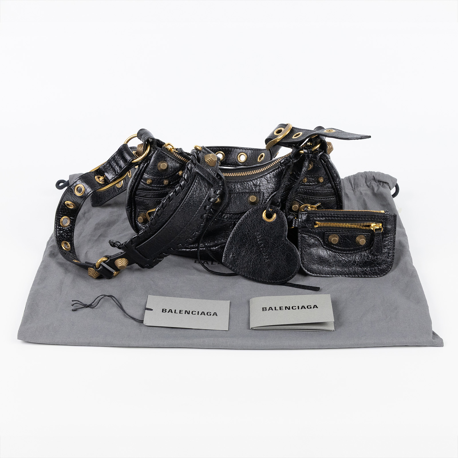 巴黎世家 BALENCIAGA Le cagole XS 半月 可頌包 67130923EBM 黑金LE CAGOLE XS 防塵袋