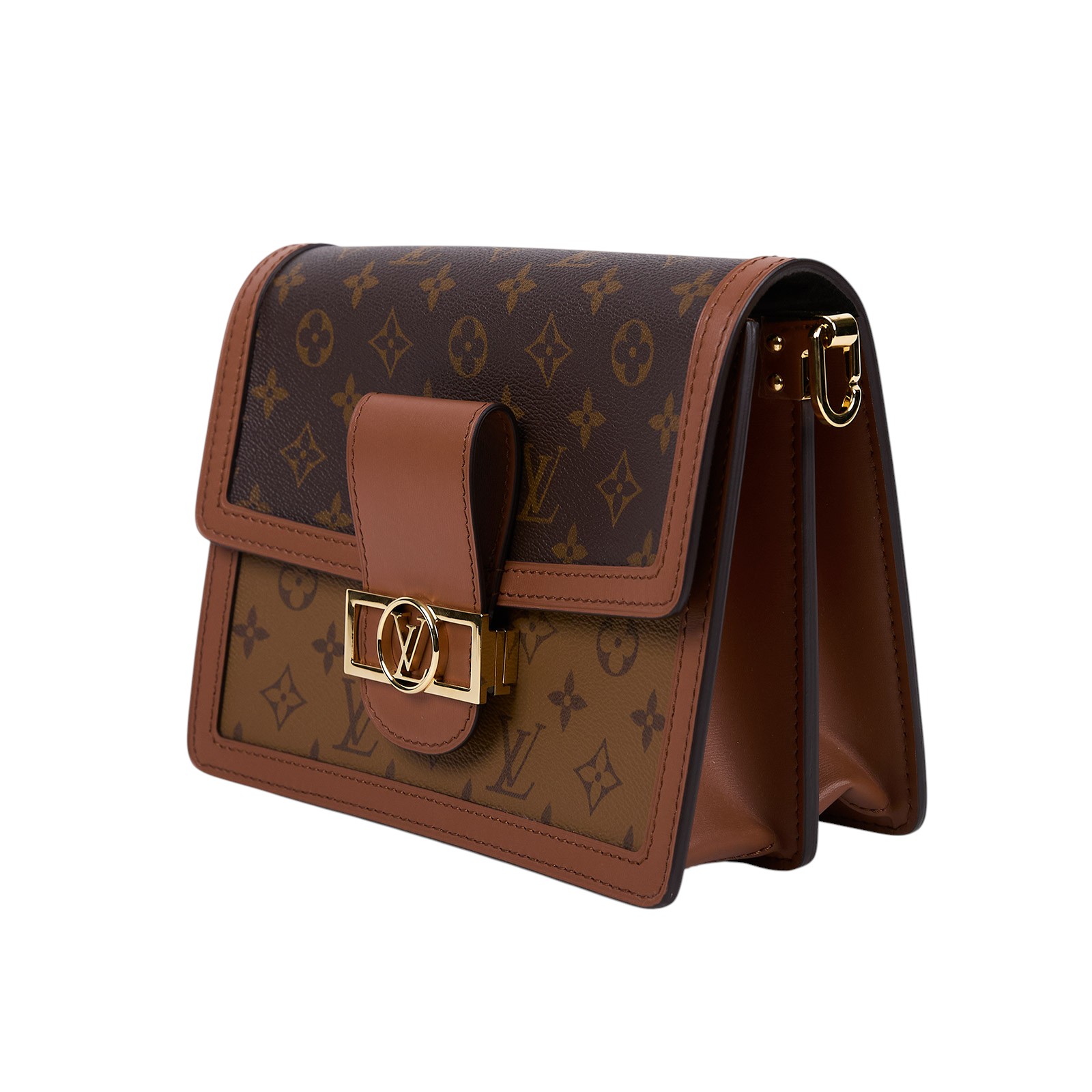 路易威登 LOUIS VUITTON Dauphine MM 手提包 雙色翻蓋斜背 鏈帶包 M45958 晶片款  防塵袋/購買證明影本
