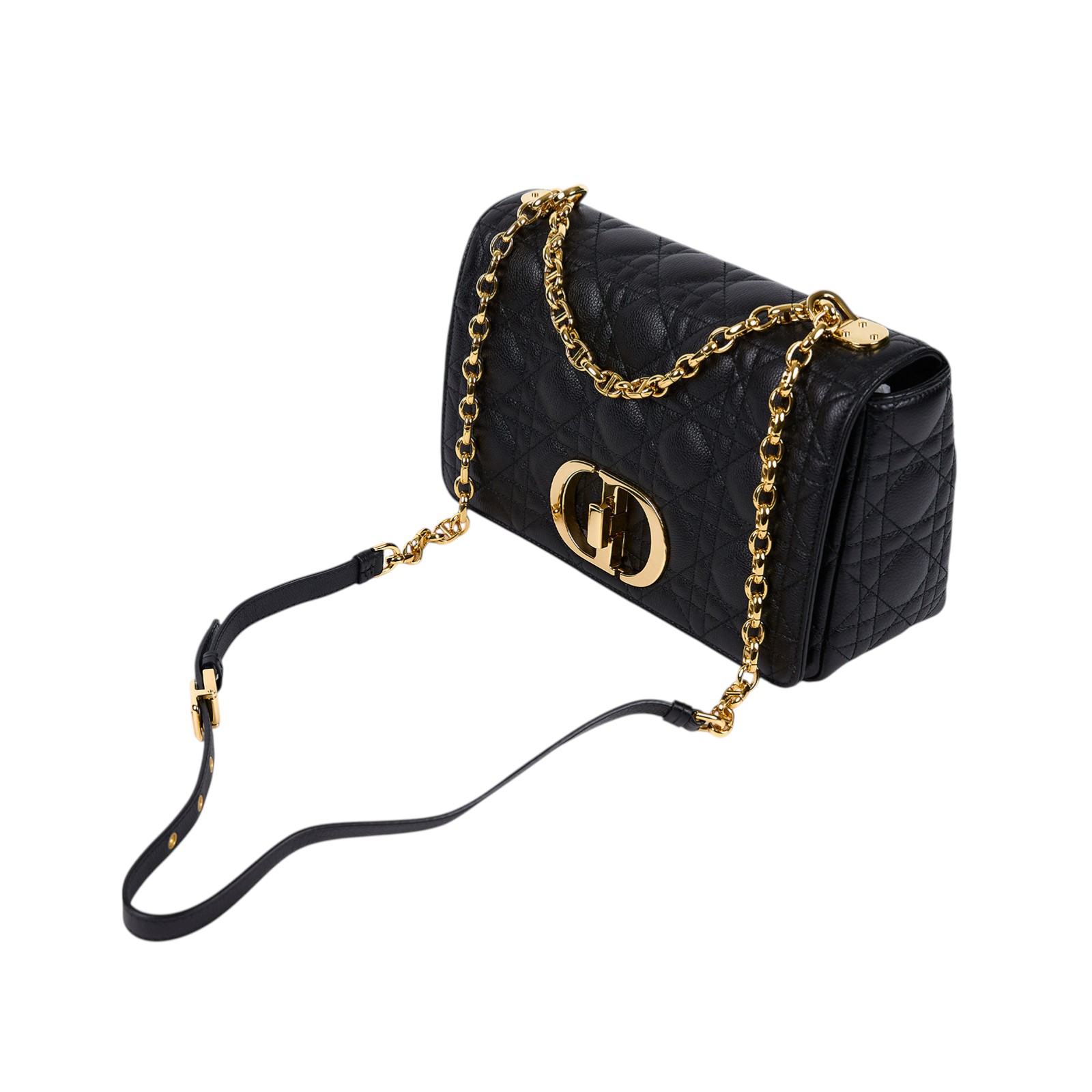 迪奧 CHRISTIAN DIOR Caro 中型 斜背 手提包 小牛皮 M9242UWHC 黑金CARO MEDIUM 防塵袋/保證卡