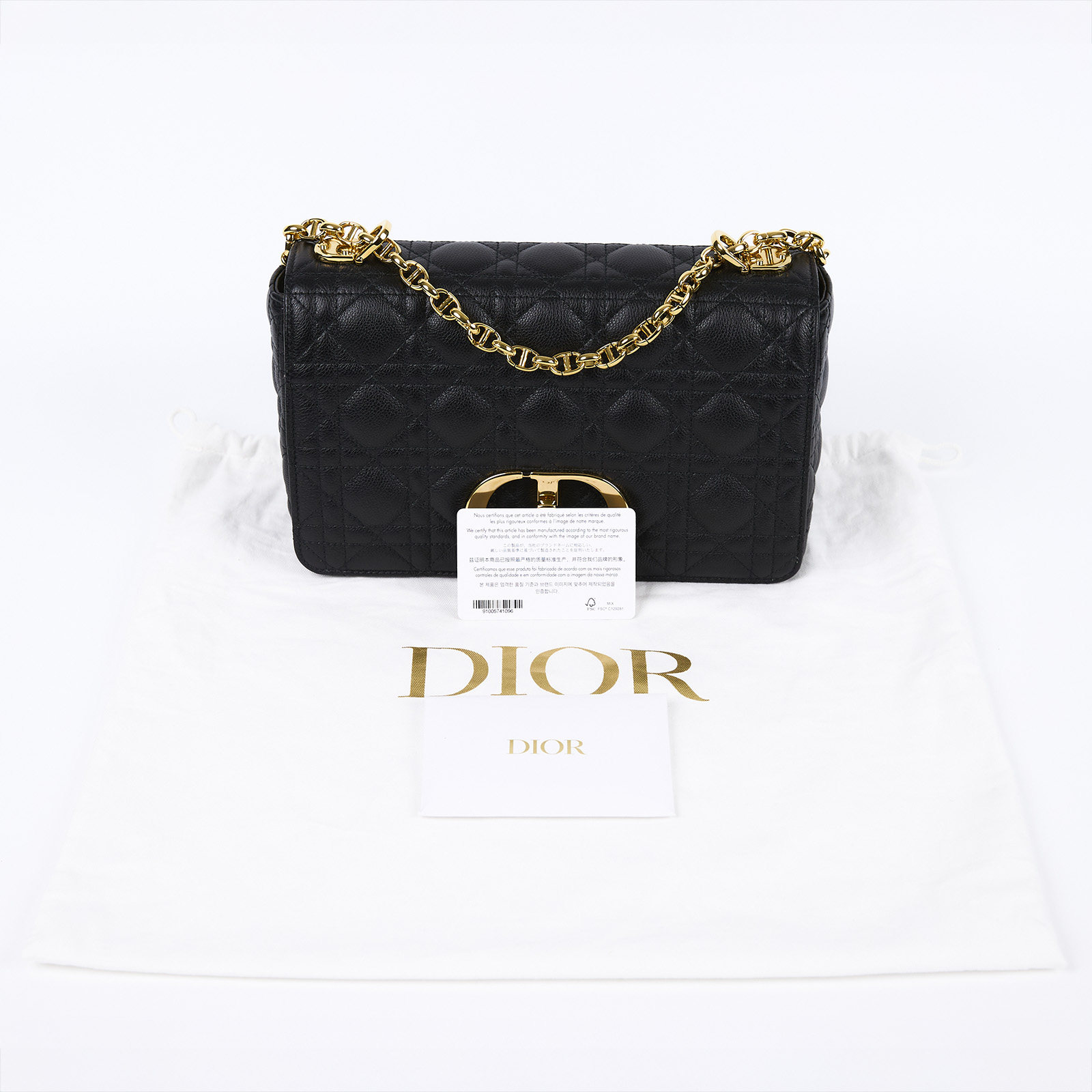迪奧 CHRISTIAN DIOR Caro 中型 斜背 手提包 小牛皮 M9242UWHC 黑金CARO MEDIUM 防塵袋/保證卡
