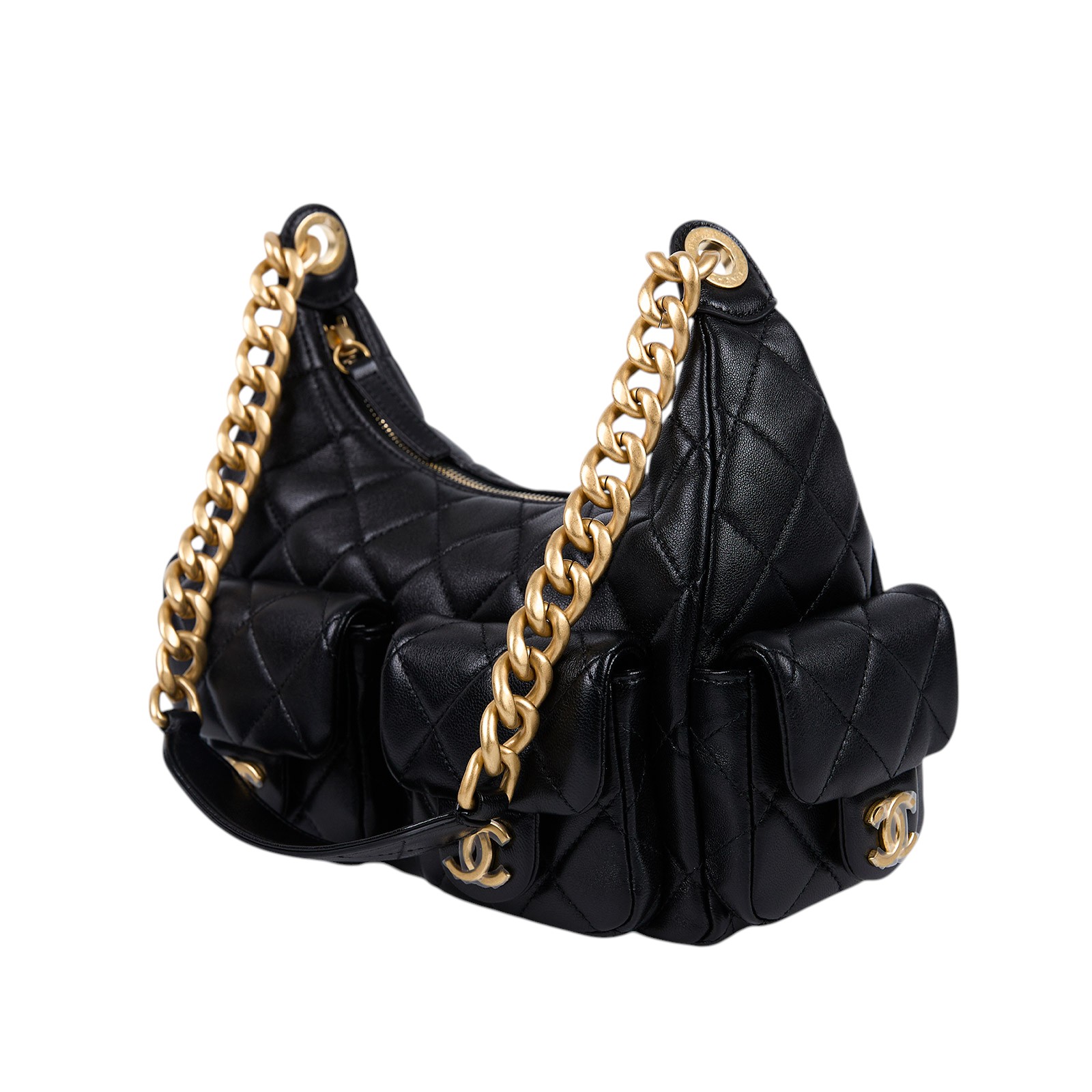 香奈兒 CHANEL 流浪包 大型 AS5339 B18791 黑金大型HOBO 防塵袋/購買證明