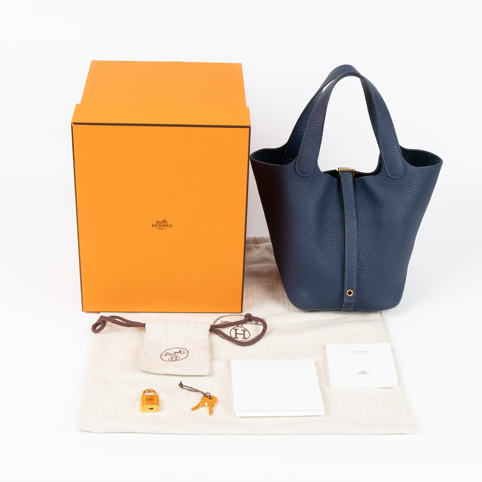 愛馬仕 Hermes Picotin Lock 18 菜籃子包 PT18 W刻 普魯士藍PICOTIN18 原廠盒子/防塵袋/鎖組