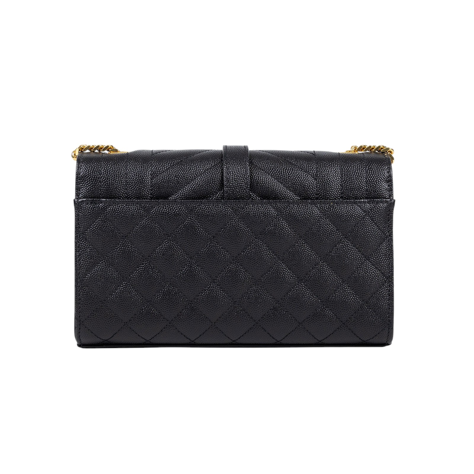 聖羅蘭 YSL SAINT LAURENT Envelope 粒面絎縫皮革 小型 信封袋 600195BOW91 黑金ENVELOPE 原廠盒子/購買證明