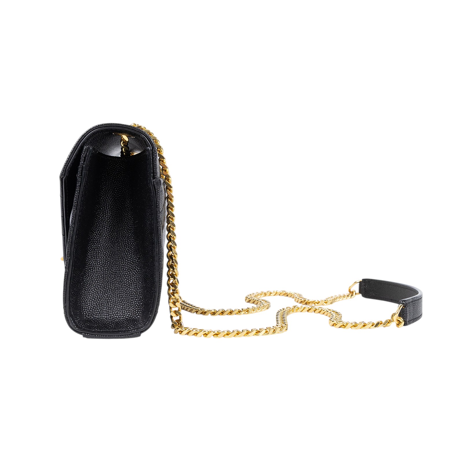 聖羅蘭 YSL SAINT LAURENT Envelope 粒面絎縫皮革 小型 信封袋 600195BOW91 黑金ENVELOPE 原廠盒子/購買證明