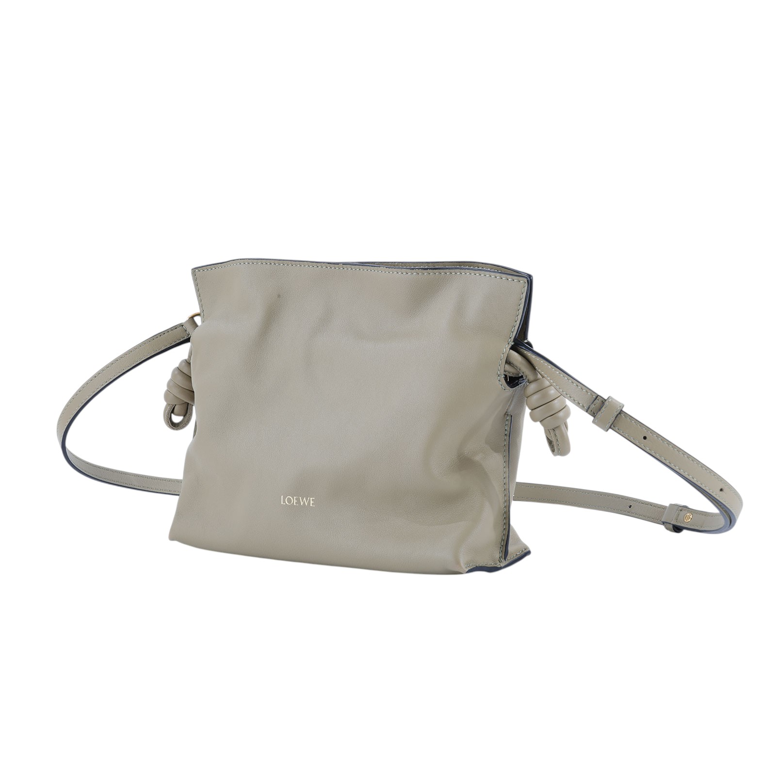羅意威 LOEWE Mini Flamenco clutch 小牛皮 迷你 肩背包  灰綠FLAMENCO MINI 防塵袋