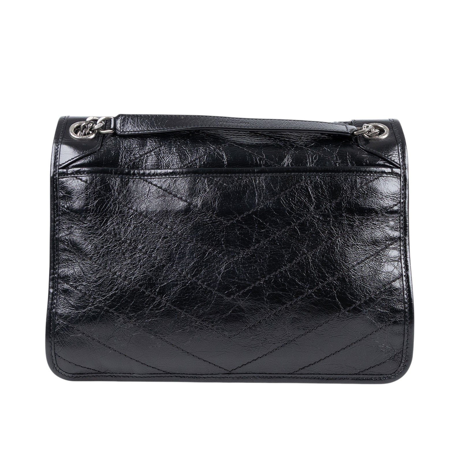 聖羅蘭 YSL SAINT LAURENT Niki 復古皮革 中型手袋 6331580EN04 黑NIKI中號 原廠盒子/防塵袋/購買證明