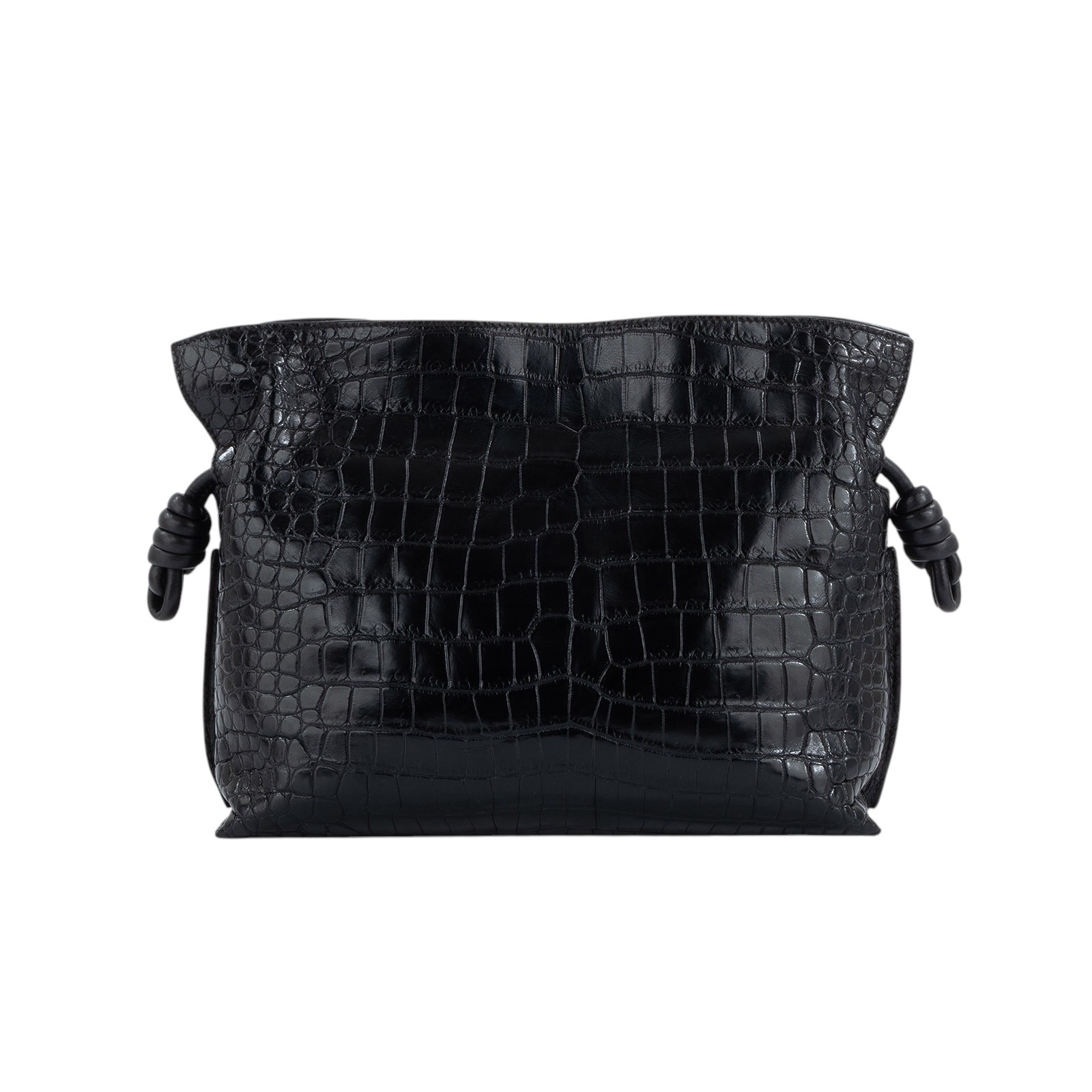 羅意威 LOEWE Flamenco clutch  肩背包  黑鱷魚FLAMENCO 防塵袋/購買證明/瀕臨絕種野生動植物國際貿易公約/背帶