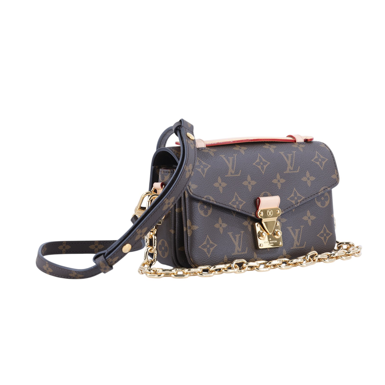 路易威登 LOUIS VUITTON Pochette Métis East West 老花 鏈條 郵差包 腋下單肩包 M46279 晶片款  原廠盒子/防塵袋/背帶/購買證明