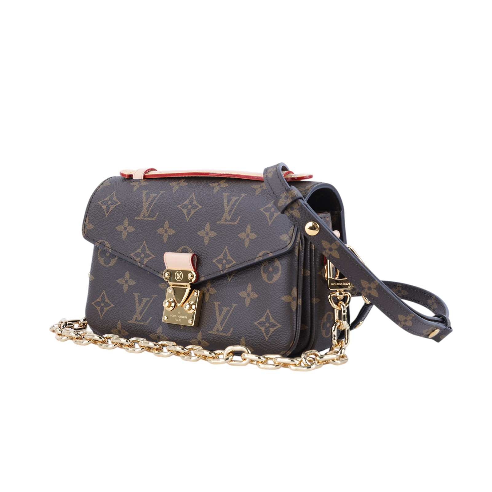 路易威登 LOUIS VUITTON Pochette Métis East West 老花 鏈條 郵差包 腋下單肩包 M46279 晶片款  原廠盒子/防塵袋/背帶/購買證明