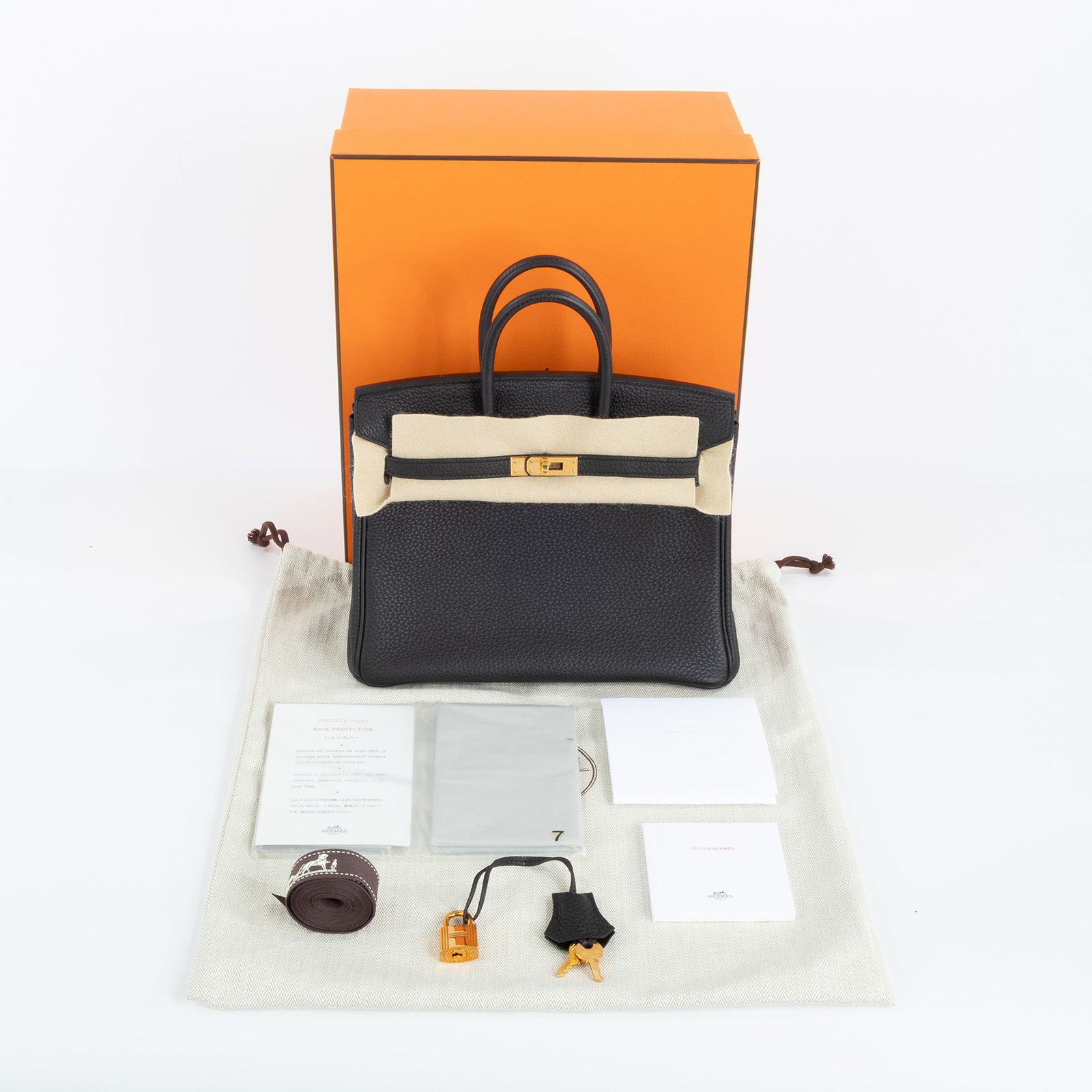 愛馬仕 Hermès Birkin Bag 柏金包 25 金色五金 黑色 H057208CD89 H057208/Y刻  原廠盒子/防塵袋/鎖組/雨衣