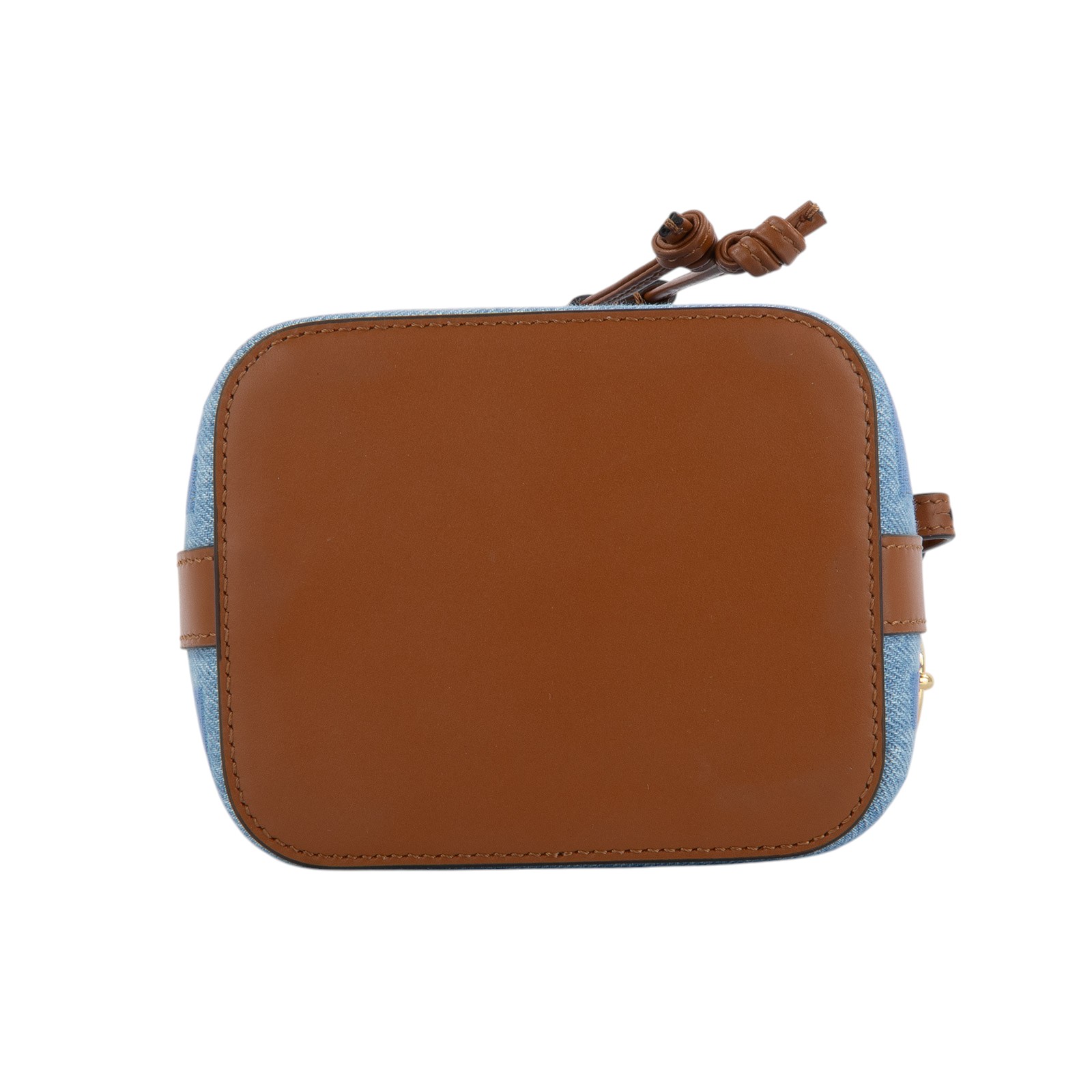 芬迪 FENDI Mon Tresor 丹寧 迷你 手袋 8BS010AP4N 丹寧棕邊FF水桶包MINI 原廠盒子/防塵袋/背帶