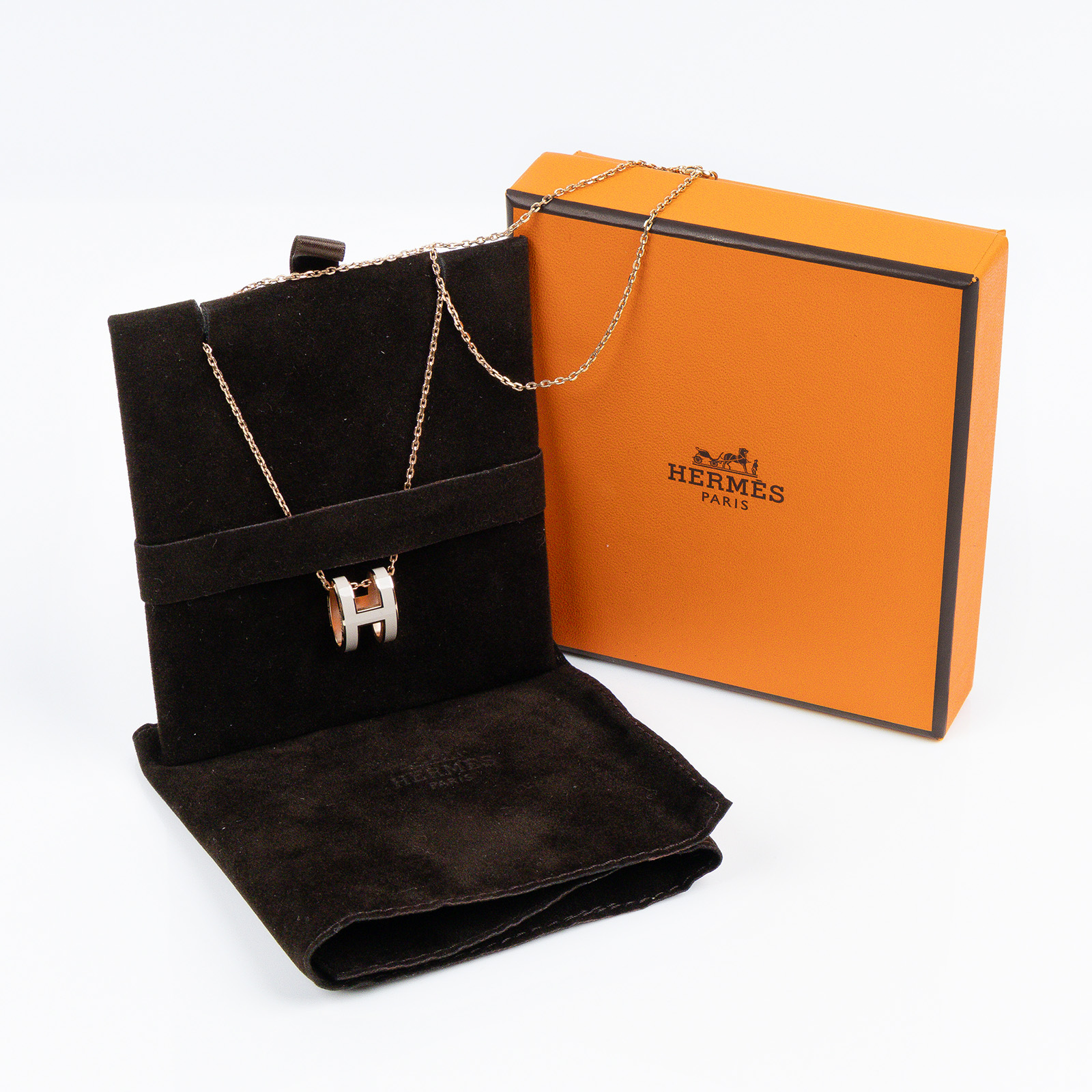 愛馬仕 Hermès Mini Pop H 墜飾 栗子色 H147992Fv55 ST0119 裸色H項鍊 原廠盒子/防塵袋