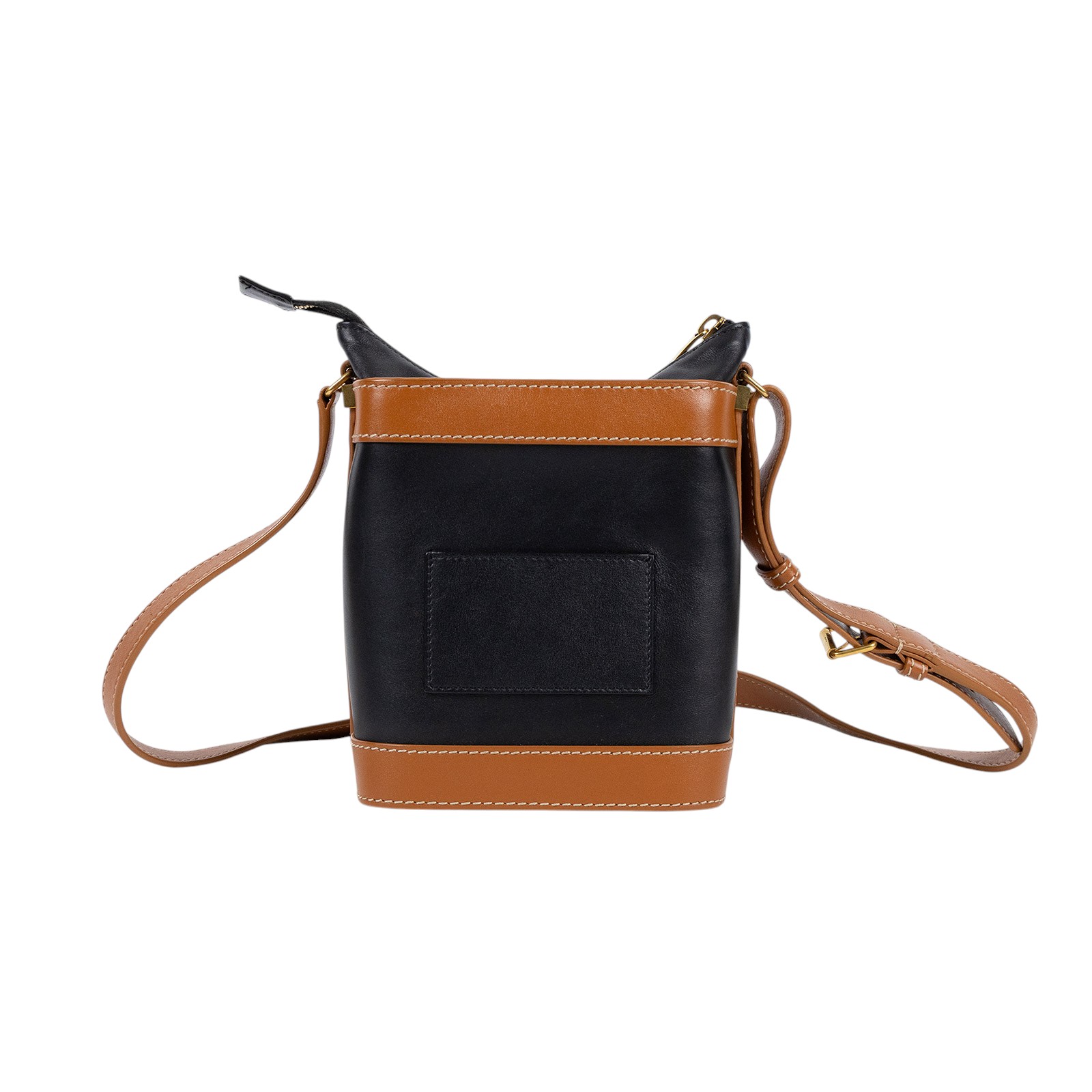 聖羅蘭 YSL SAINT LAURENT Aphile 光滑皮革 斜挎水桶包 7111021MS4W 黑拚焦糖水桶包 防塵袋