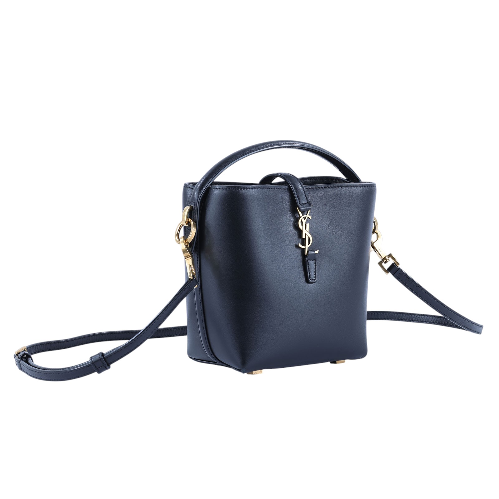 聖羅蘭 YSL SAINT LAURENT le 37 亮面皮革 迷你手袋 7658702R20W 黑水桶2WAY 購買證明