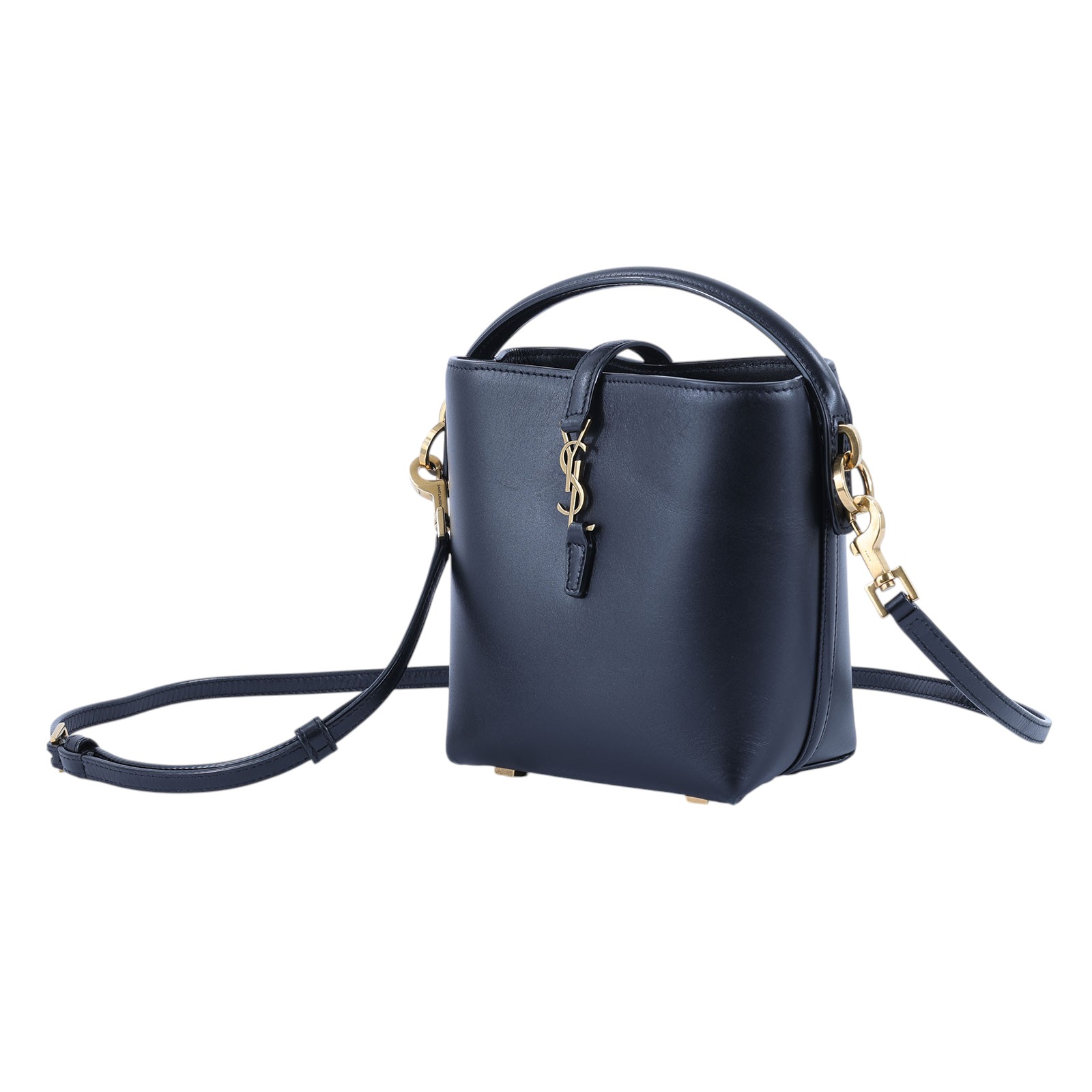 聖羅蘭 YSL SAINT LAURENT le 37 亮面皮革 迷你手袋 7658702R20W 黑水桶2WAY 購買證明