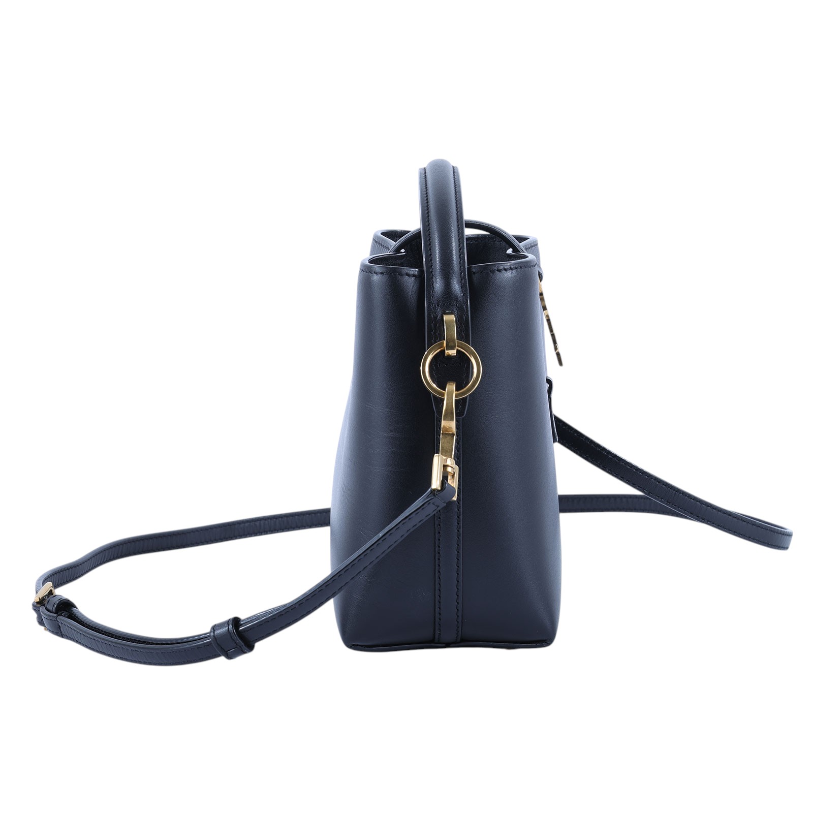 聖羅蘭 YSL SAINT LAURENT le 37 亮面皮革 迷你手袋 7658702R20W 黑水桶2WAY 購買證明