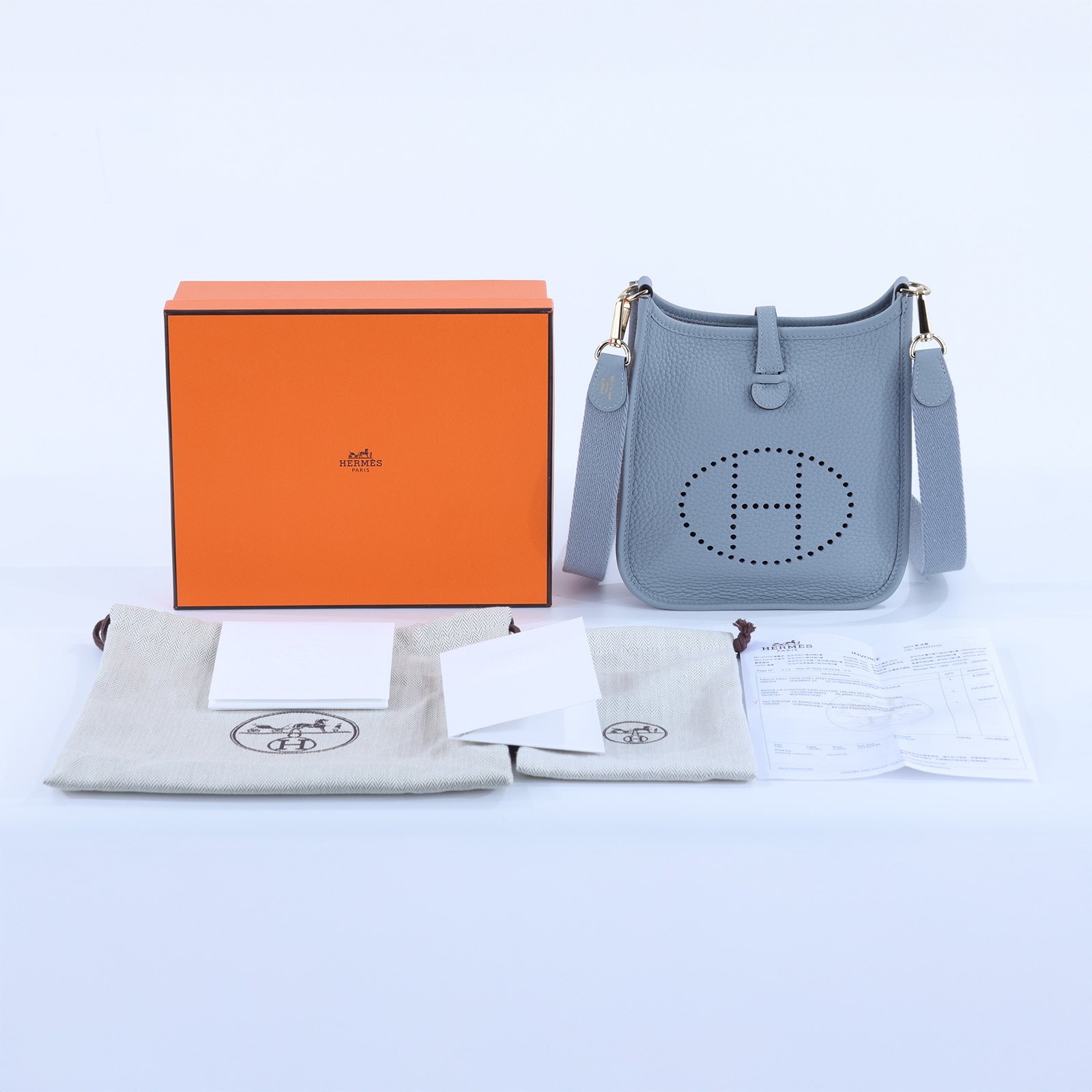 愛馬仕 Hermès Evelyne Bag Mini 伊芙琳包 Evelyne 16 木偶灰 金色五金 H085945CPBV 原廠盒子/防塵袋/購買證明
