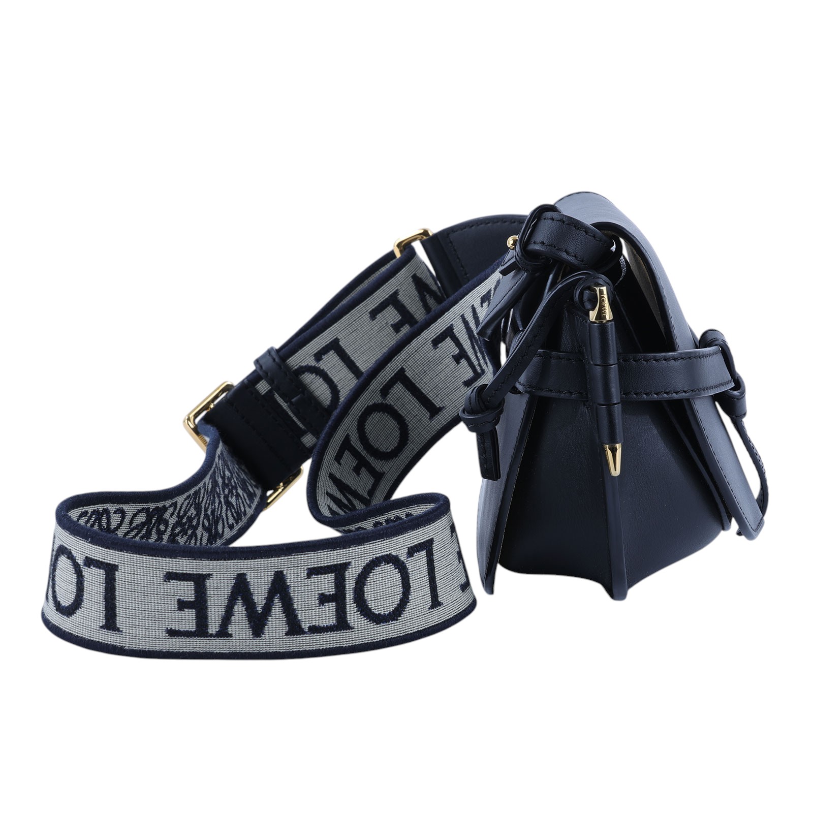 羅意威 LOEWE Mini Gate Dual bag 迷你 小牛皮 肩背包 帆布背帶 A650N46X13 黑GATE MINI 防塵袋/購買證明