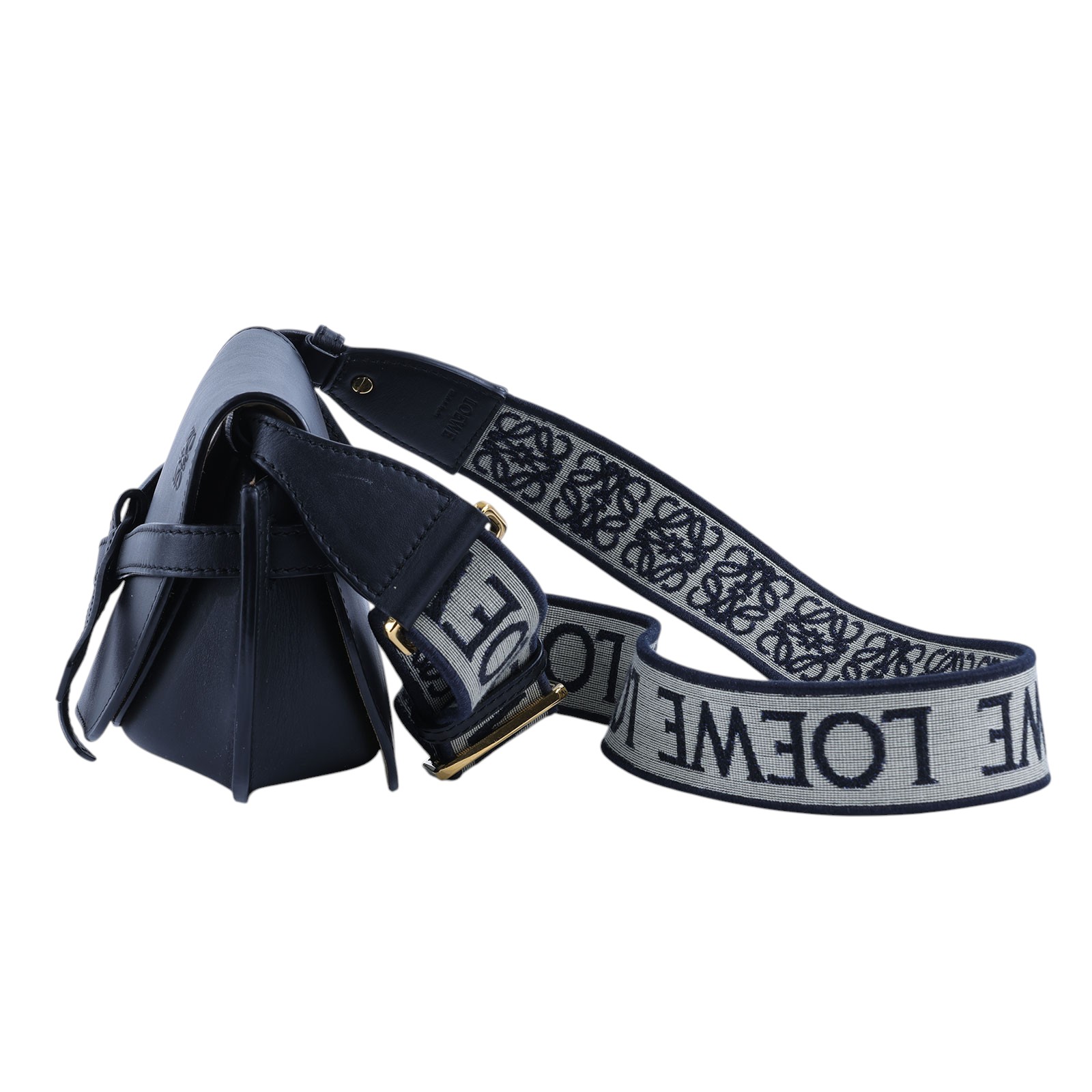 羅意威 LOEWE Mini Gate Dual bag 迷你 小牛皮 肩背包 帆布背帶 A650N46X13 黑GATE MINI 防塵袋/購買證明