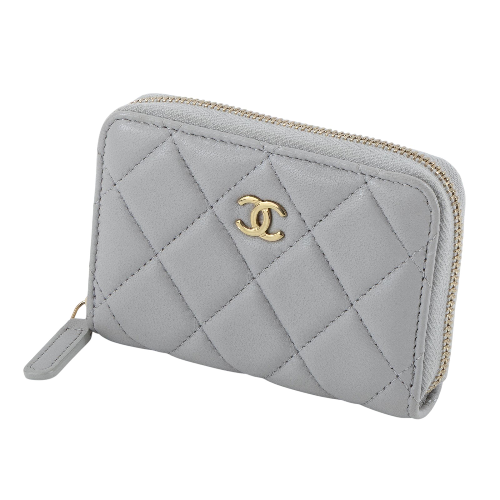 香奈兒 CHANEL 經典 拉鏈 零錢包 錢包 卡夾 AP0216 B06311 晶片款 灰羊金釦拉鍊零錢包 原廠盒子/防塵袋